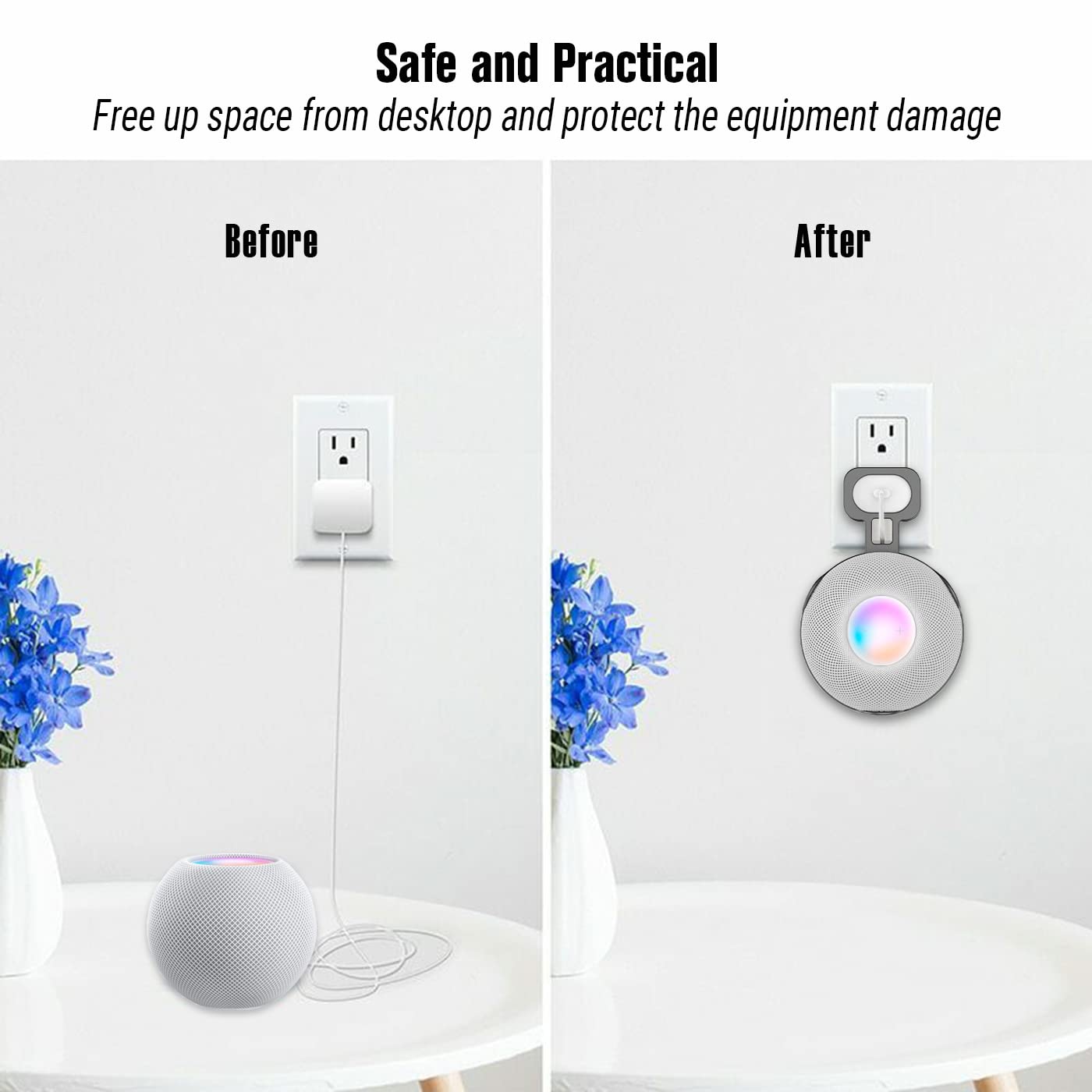 Heymoontong Outlet Wall Mount Holder Stand Fits For Apple Homepod Mini, A Space Saving Accessory For Homepod Mini Smart Home Spe