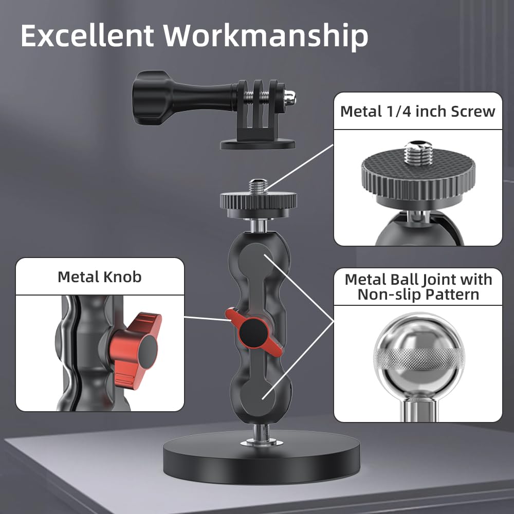 Skezn Magnetic Camera Mount With 2 Ball Joints, Compatible With Gopro Hero 13/12/11/10/9/8 Black, Dji Osmo Action 4/3, Campark, Akaso And More