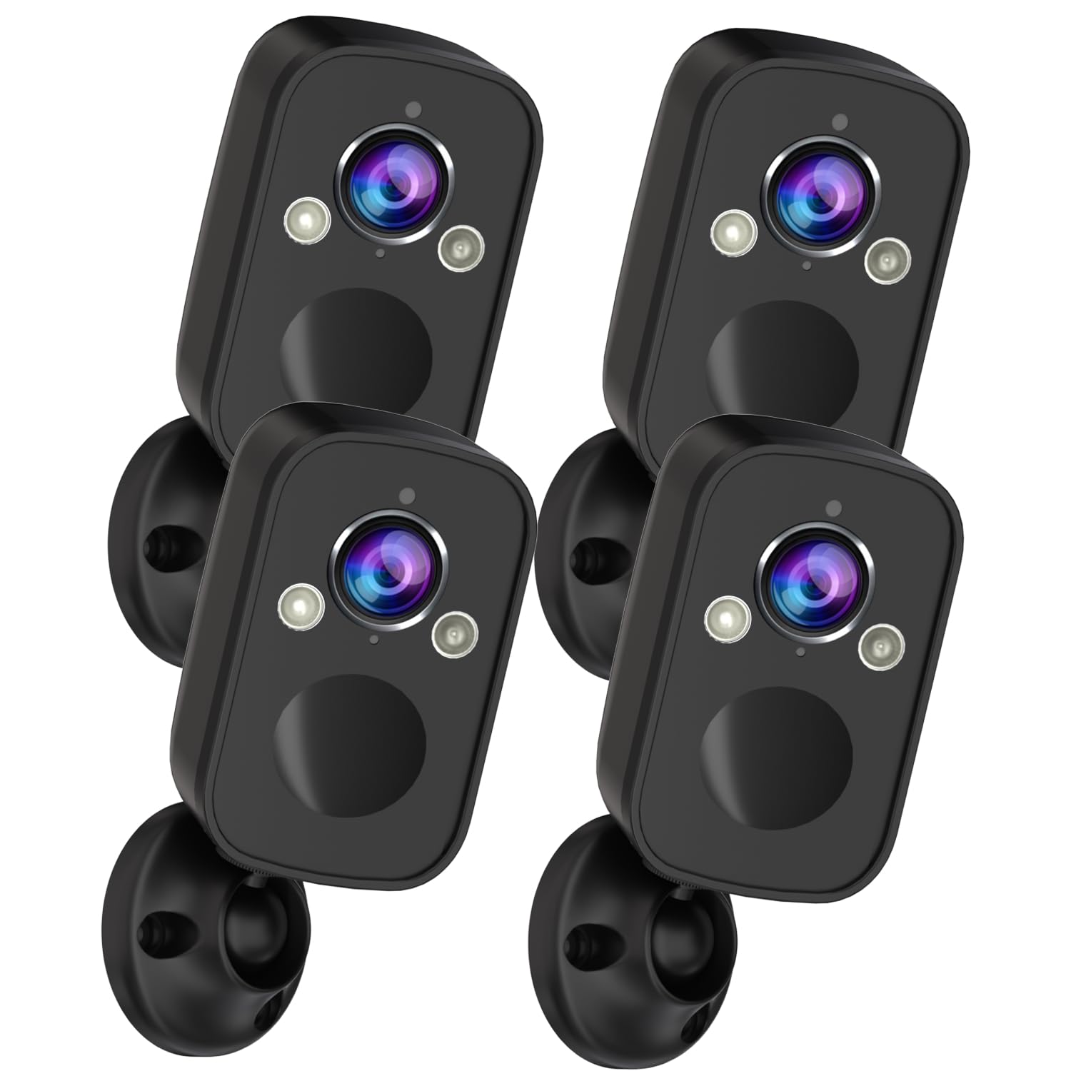 Richcho 4Pack Wireless Battery Powered Security Camera Outdoor, 2K Hd Resolution, Color Night Vision, 110 Viewing Angle, Ai Moti