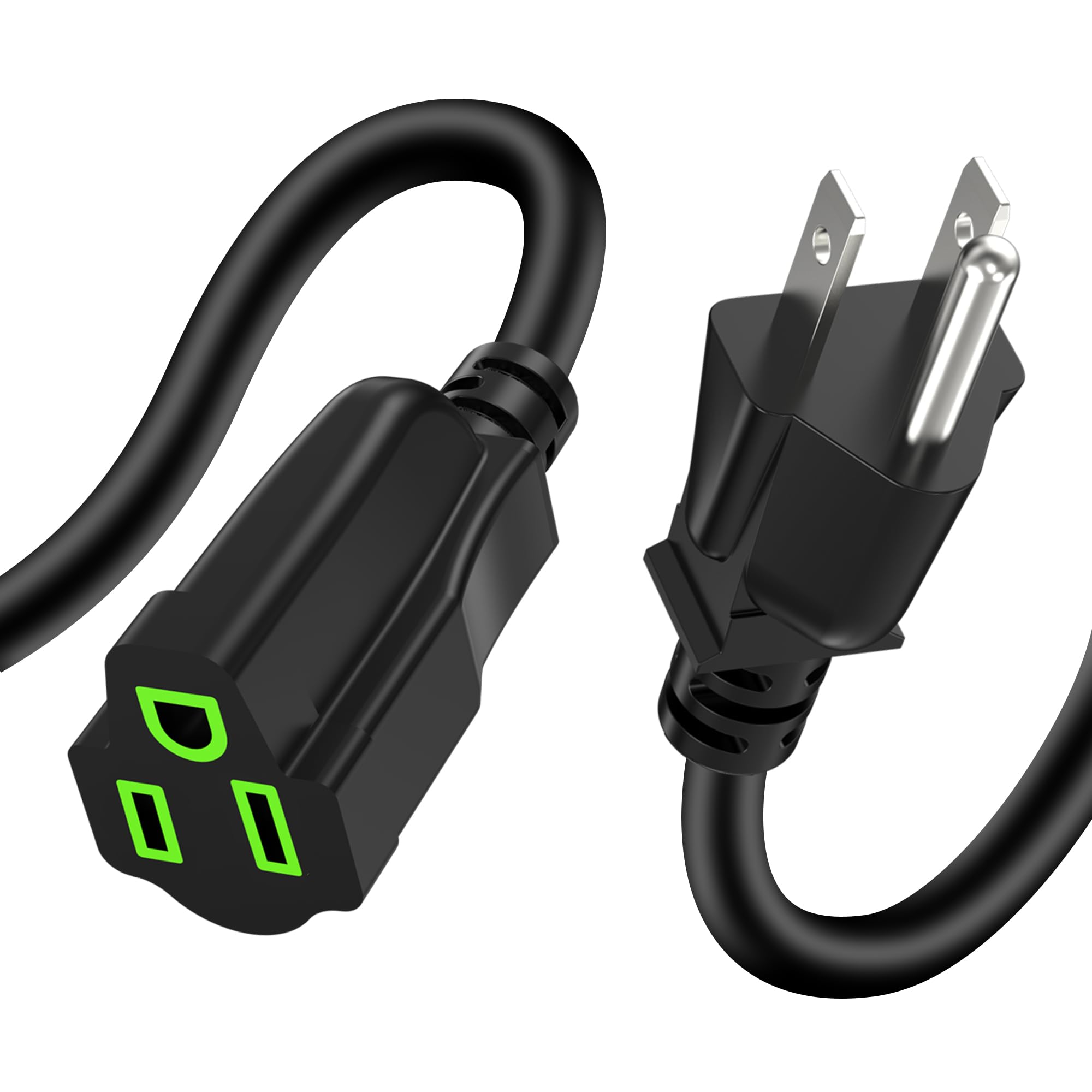 Power Extension Cord 1Ft/12Inch, Short 3 Prong Electric Extension Cable Outlet Saver, Single Outlet, Outdoor And Indoor, Heavy D