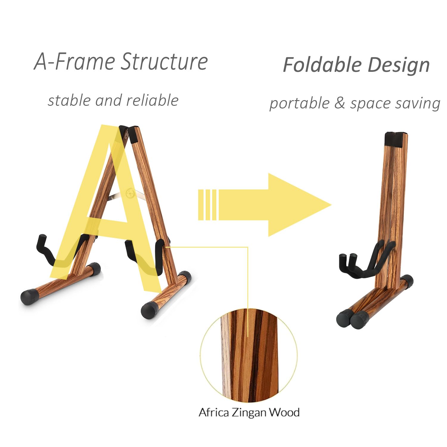 Snigjat Wood Guitar Stand, Acoustic Guitar Stand With Padded Foam, Classical Electric Guitar Stand, A-Frame Folding Bass Guitar