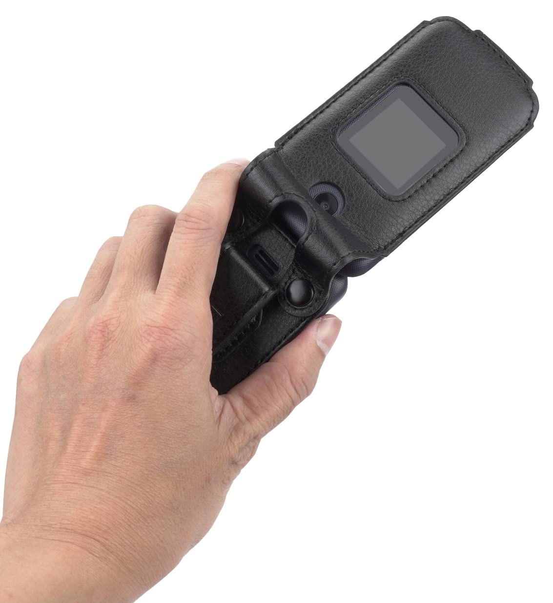 Case For Alcatel Go Flip 4 / Tcl Flip Pro/Tcl Classic Phone, Nakedcellphone [Black Vegan Leather] Form Fit Cover With [Built In