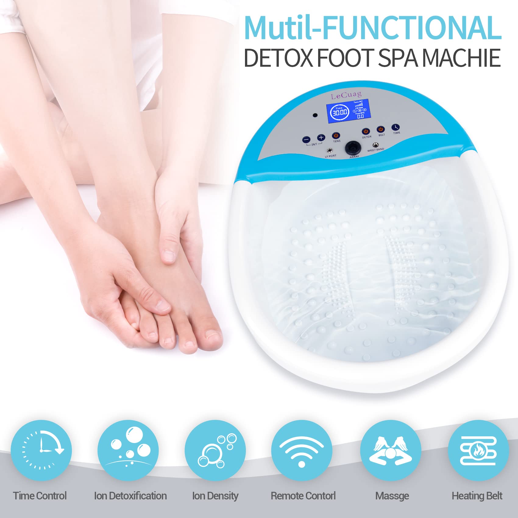 2023 Ionic Foot Bath Detox Machine, Ion Foot Spa Cleanse Machine, Foot Spa Machine With Remote Control,Heating Belt, Countdown,