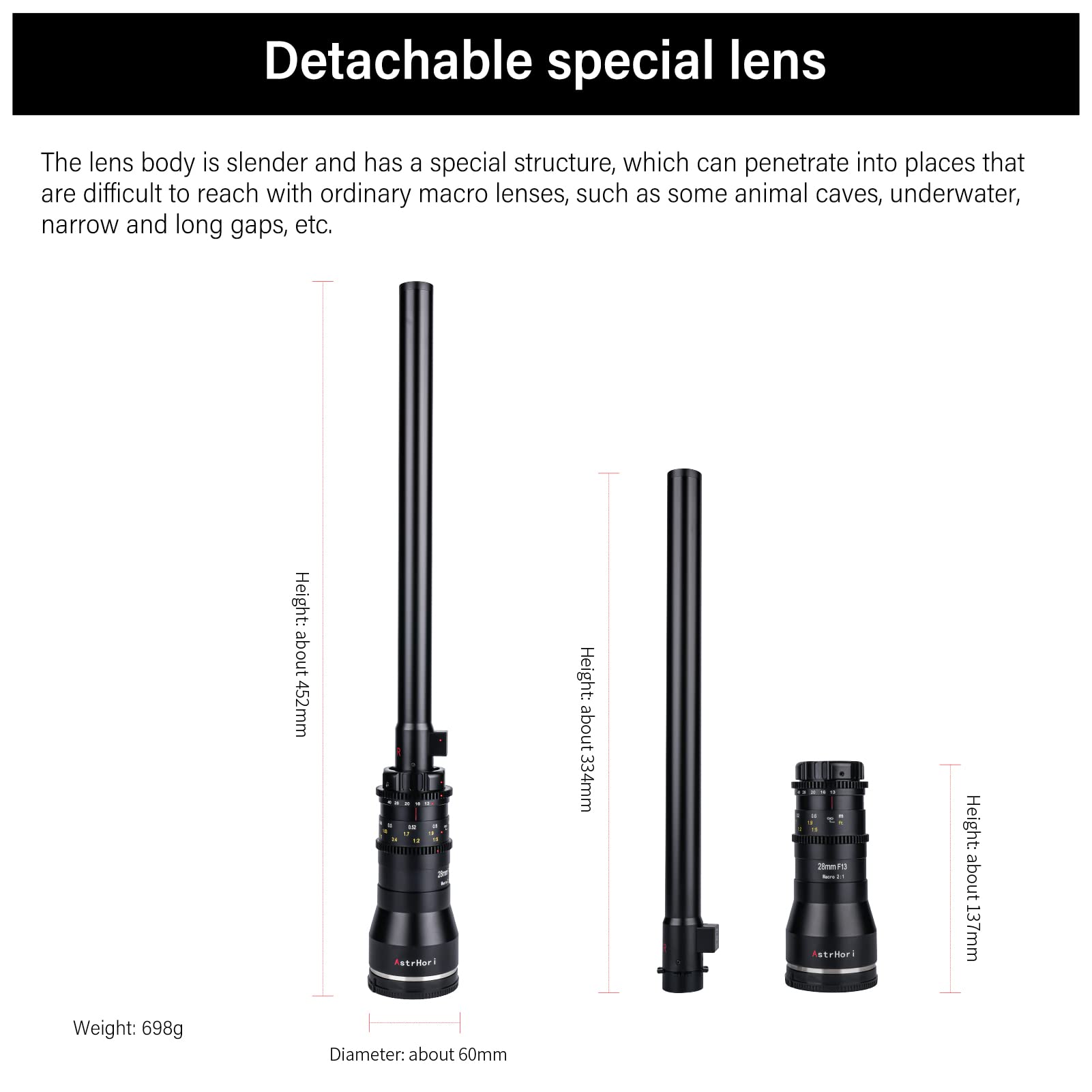 Astrhori 28Mm F13 Probe Lens 2X Macro Lens Full Frame Specialty Lens For Fuji X Mount Series Mirrorless Cameras X T2,X T3,X T4,X