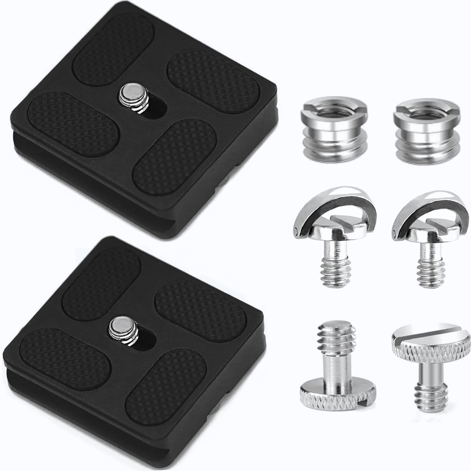 Aluminum Metal Quick Release Plate With 1/4' D Ring Screw/Slotted Screw And 3/8' To 1/4' Mount Screw Adapter, Niewalda Tripod Mounting Plate Fits Arca Swiss For Slr Camera Tripod Ball Head (Pu 40)