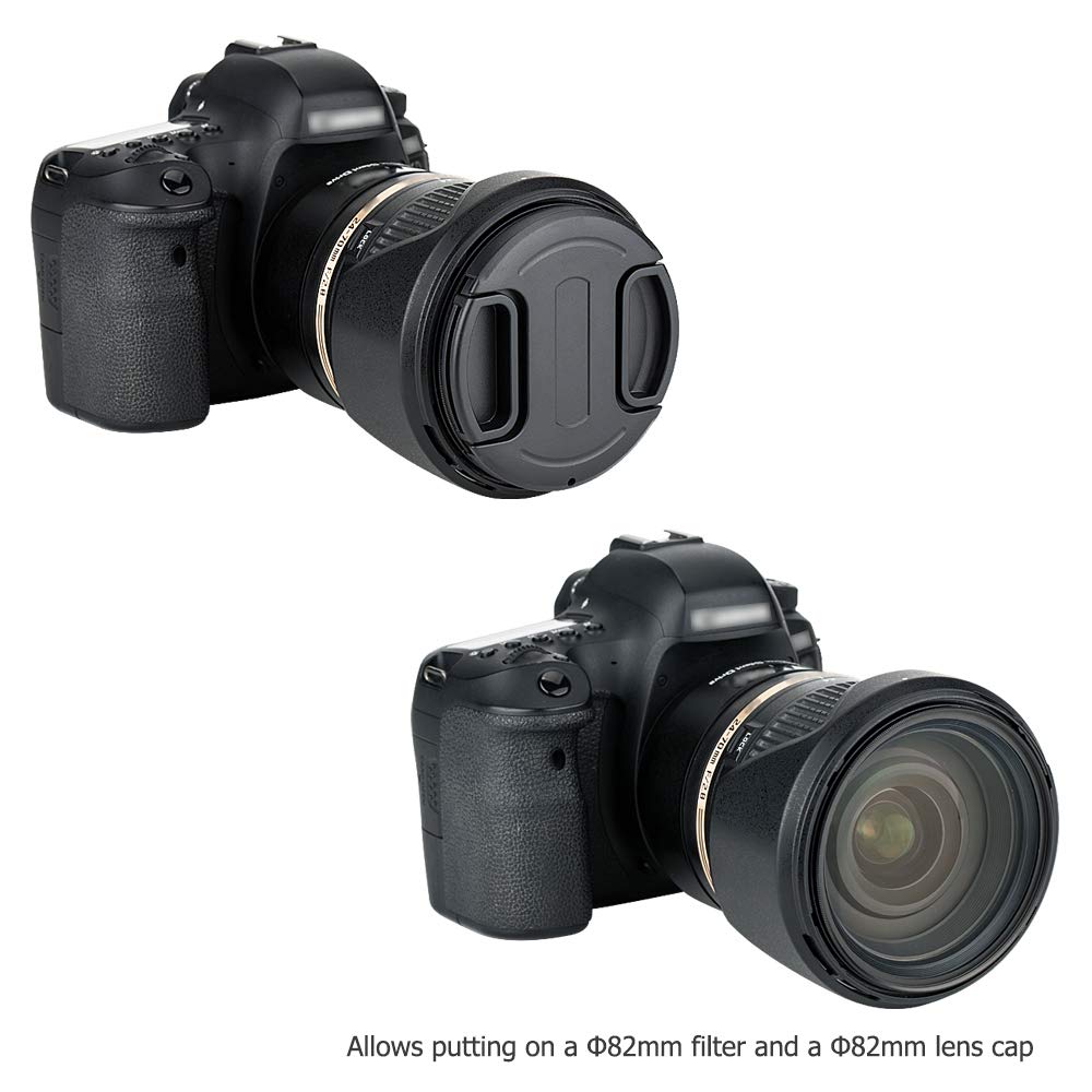 JJC Reversible Lens Hood for Tamron SP 24-70mm f/2.8 Di VC USD HA007 Replacement ABS Black