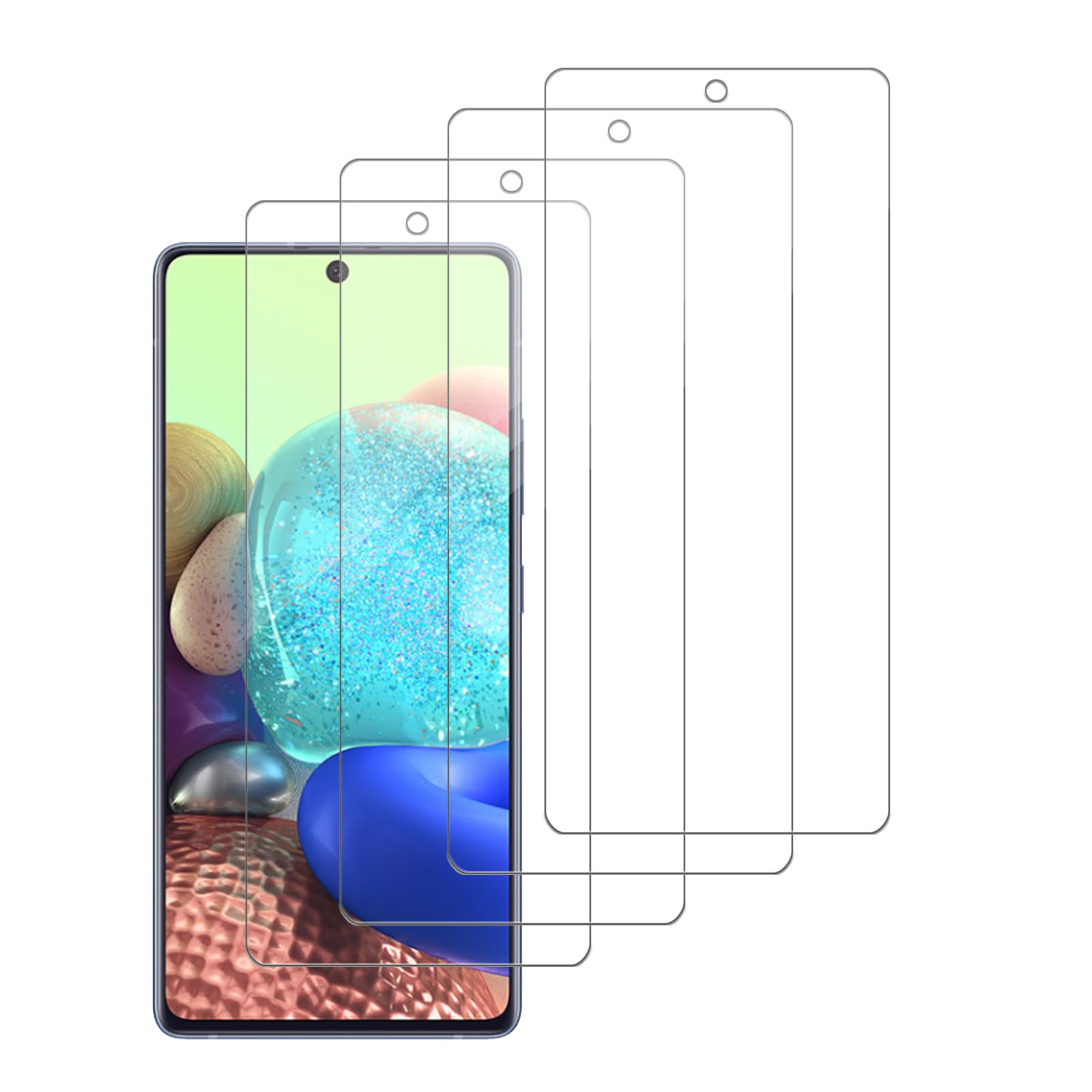 iCsapr 4 Pack Glass Screen Protector Compatible for Samsung Galaxy A71 5G / SM-A716 A716U A716A A7160 A716D [9H Hardness]-HD Scr