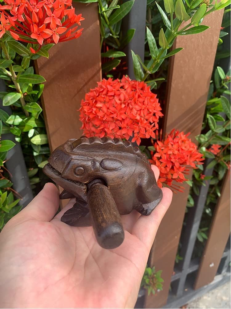 Guiros Percussion Instruments Wooden Frog Wooden Frog Musical Instrument 3 Pieces Set Of 4 Inch Frog, 3 Inch Frog, And 2.25-2.75