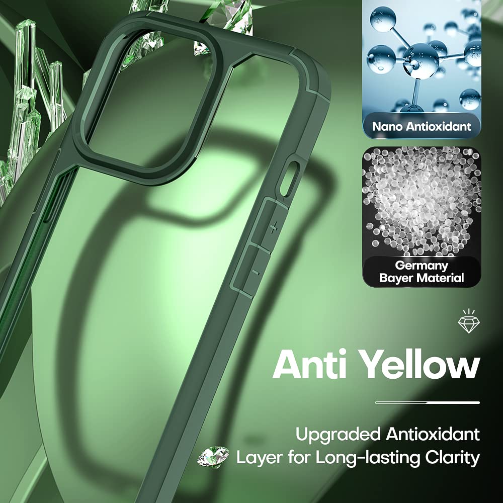 Tauri 5 In 1 For Iphone 13 Pro Case Green, [Not Yellowing] [Military Grade Protection] Slim Shockproof Phone Lanyard Case For Ip
