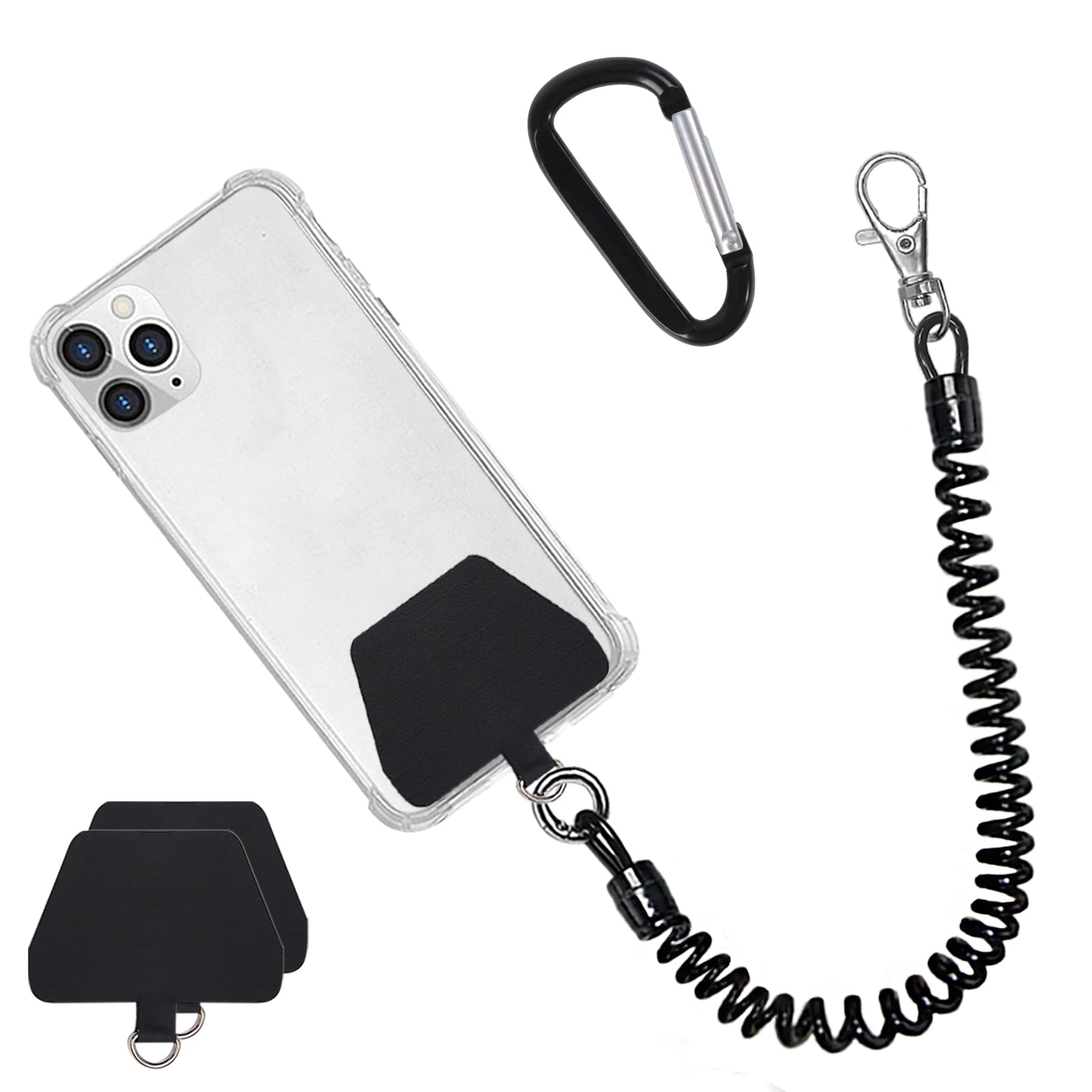 Doormoon Phone Lanyard Leash with 4 Patch, 2* Phone Tether, 4* Phone Tether Tab, 1* Carabiner for Climbing Outdoor Hiking Cyclin