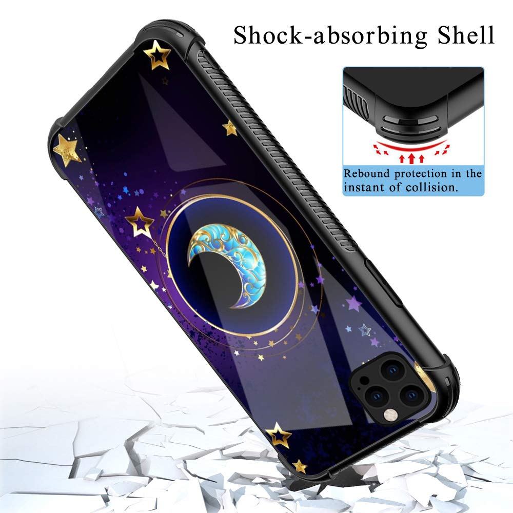 ZHEGAILIAN iPhone 13 Pro Max Case Moon Star Mandala Reinforced Corners Shockproof Acrylic TPU