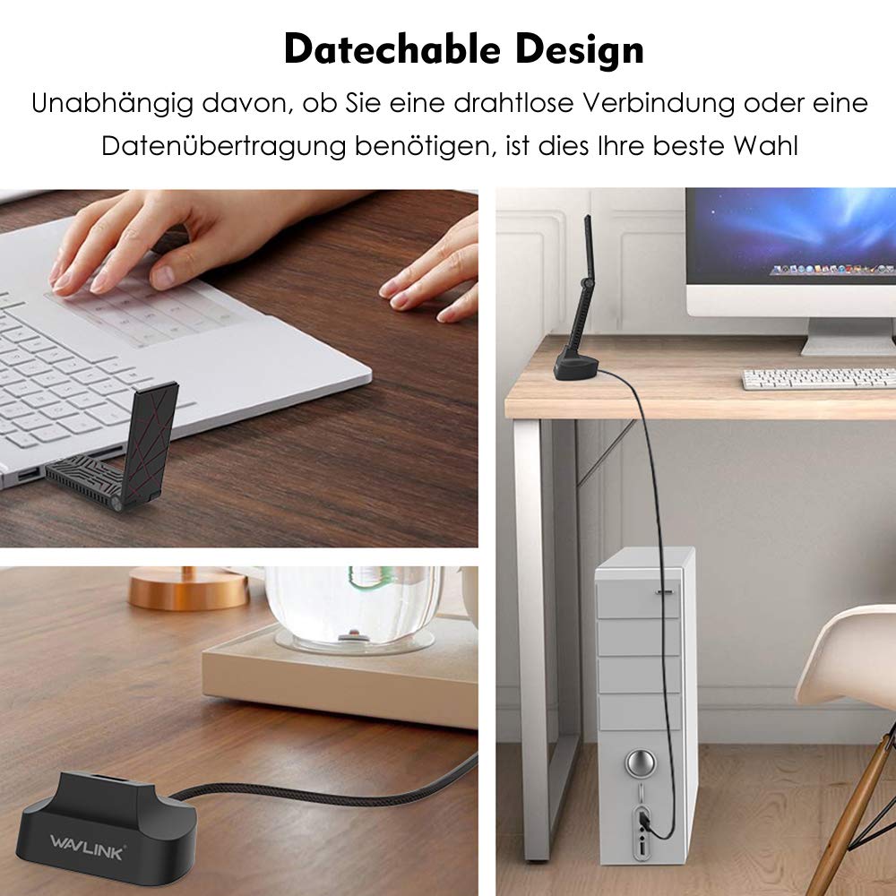 Wavlink Usb Wifi Adapter For Desktop Pc, Ac1900 Wifi Adapter Dual Band 2.4Ghz/5Ghz Wireless Network Adapter For Laptop, Support