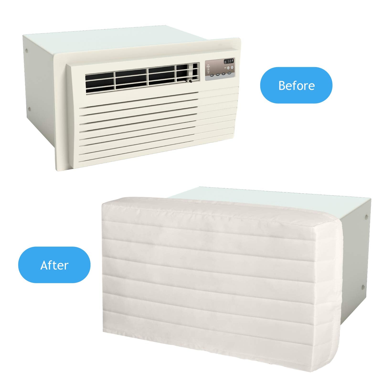 Tatuo 2 Pieces Indoor Air Conditioner Cover For Inside Window Unit Double Insulation Cover With Drawstring, White (21 X 14 X 3 I