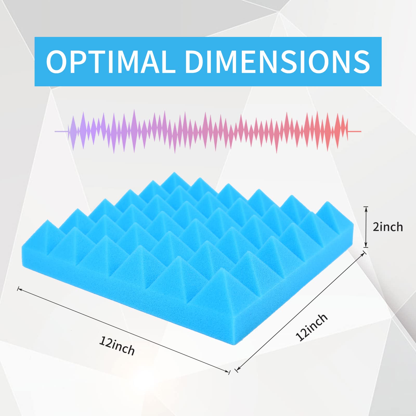 Musfunny Sound Proof Acoustic Foam Panels, 12 Pcs 2'' X 12'' X 12'' Acoustic Panels Sound Absorbing Wall Panels For Studio Recor