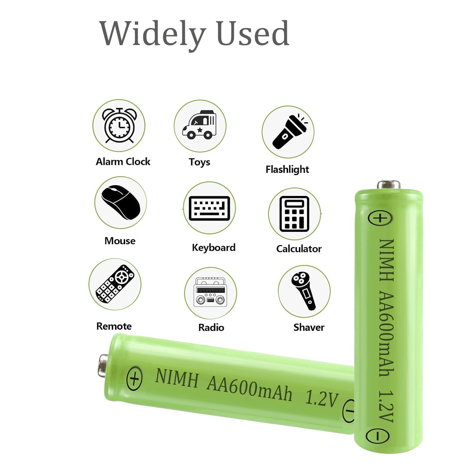 12 Pack 1.2V Aa 600Mah Ni-Mh Rechargable Batteries For Solar Lights.