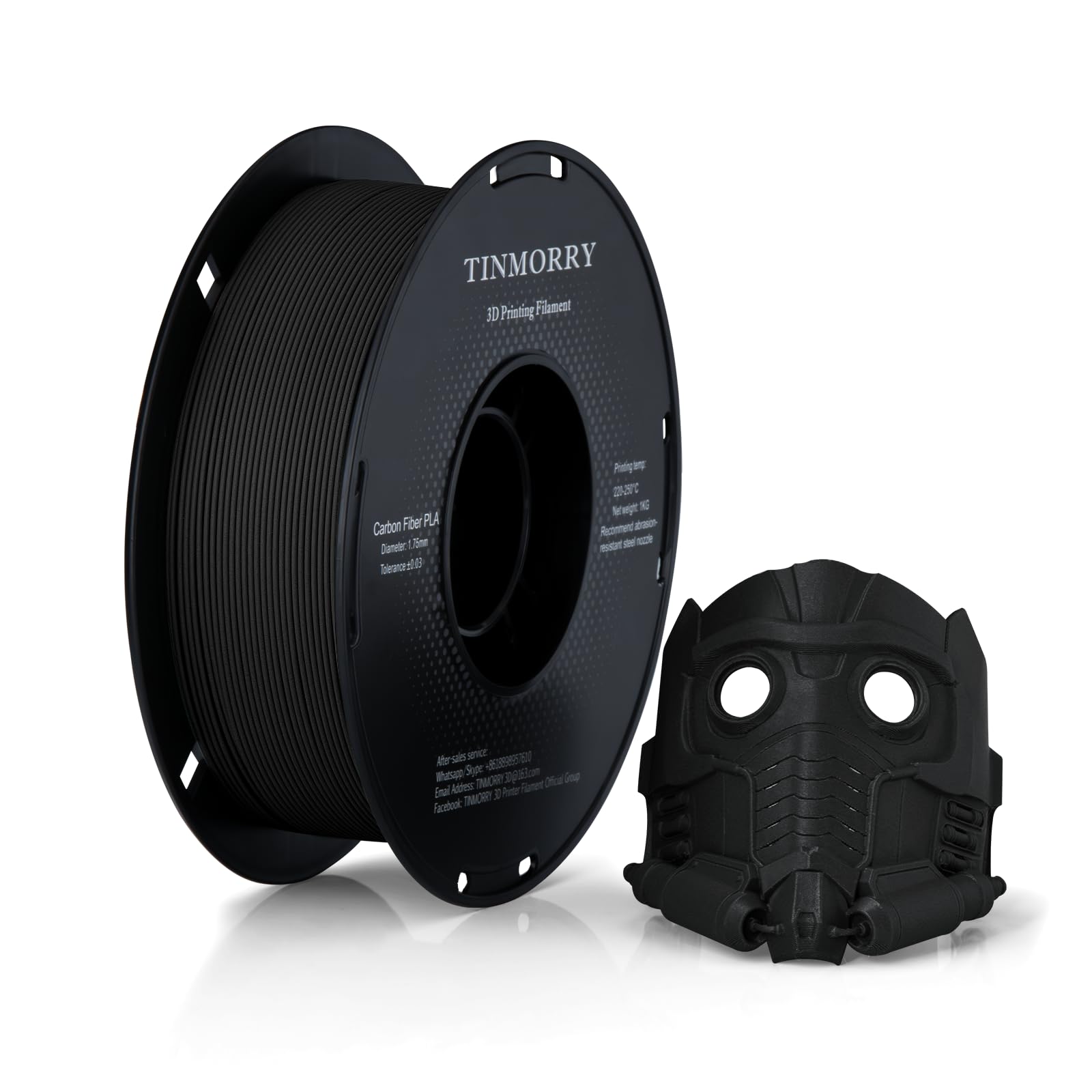 Carbon Fiber PLA Filament 1.75mm, TINMORRY PLA-CF 3D Printing Filament, Highly Compatible with Bambu FDM 3D Printer, 1 KG 1 Spoo