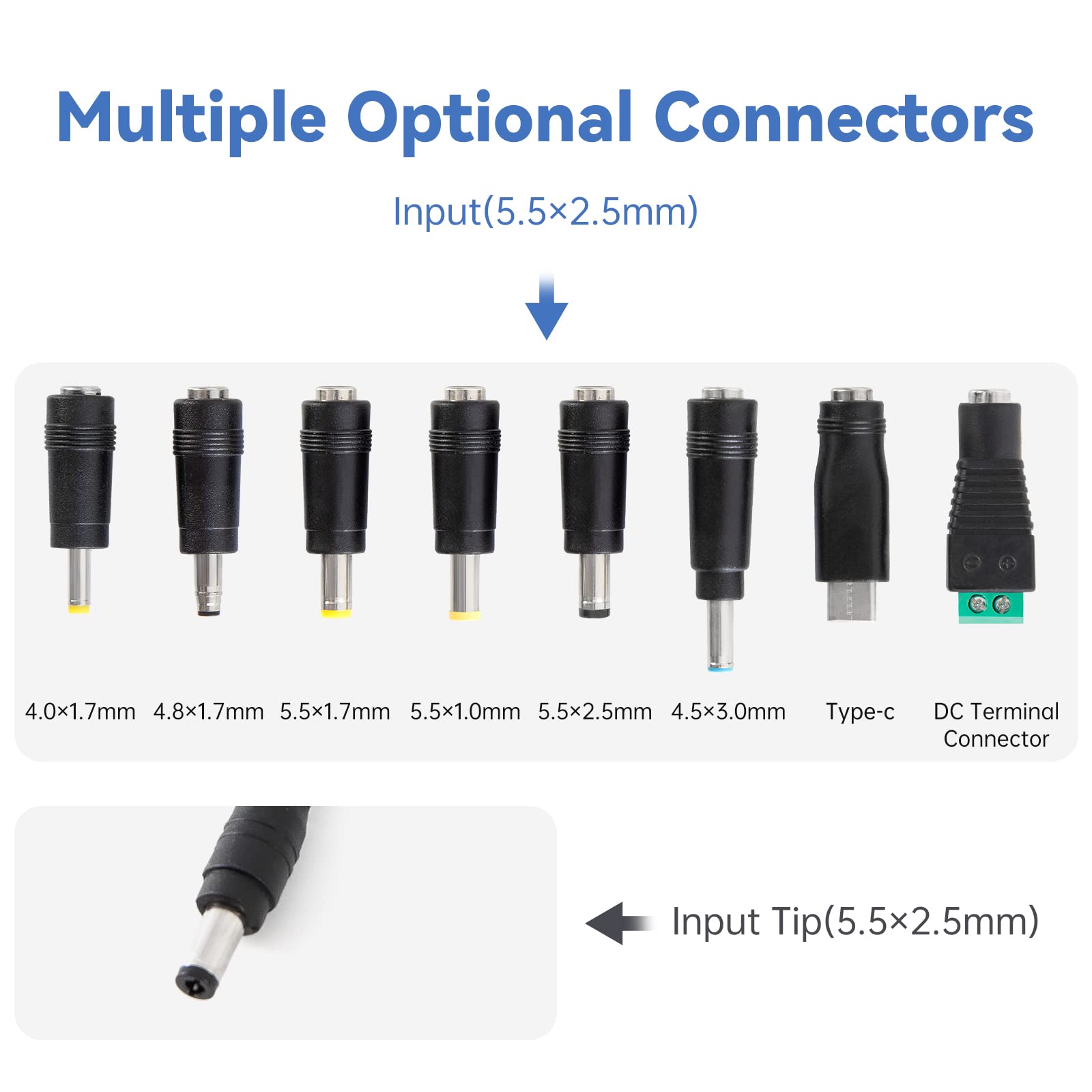HZHFCB Adjustable 3V-24V 3A 72W Universal AC/DC Power Supply Adapter with 8 Tips Black UM-715