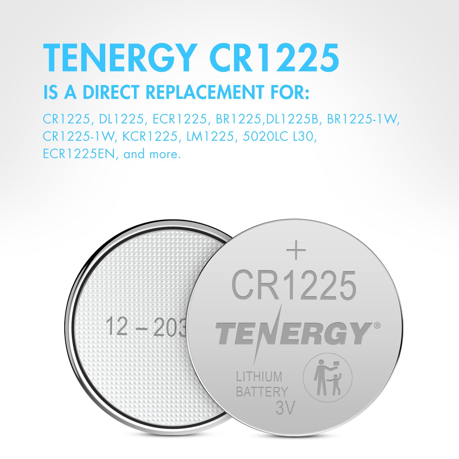 Tenergy 3 Volt Battery Cr1225, Button Cell Batteries, Ideal For Thermometers, Key Fobs, Laser Pointers, Medical Devices, Calcula