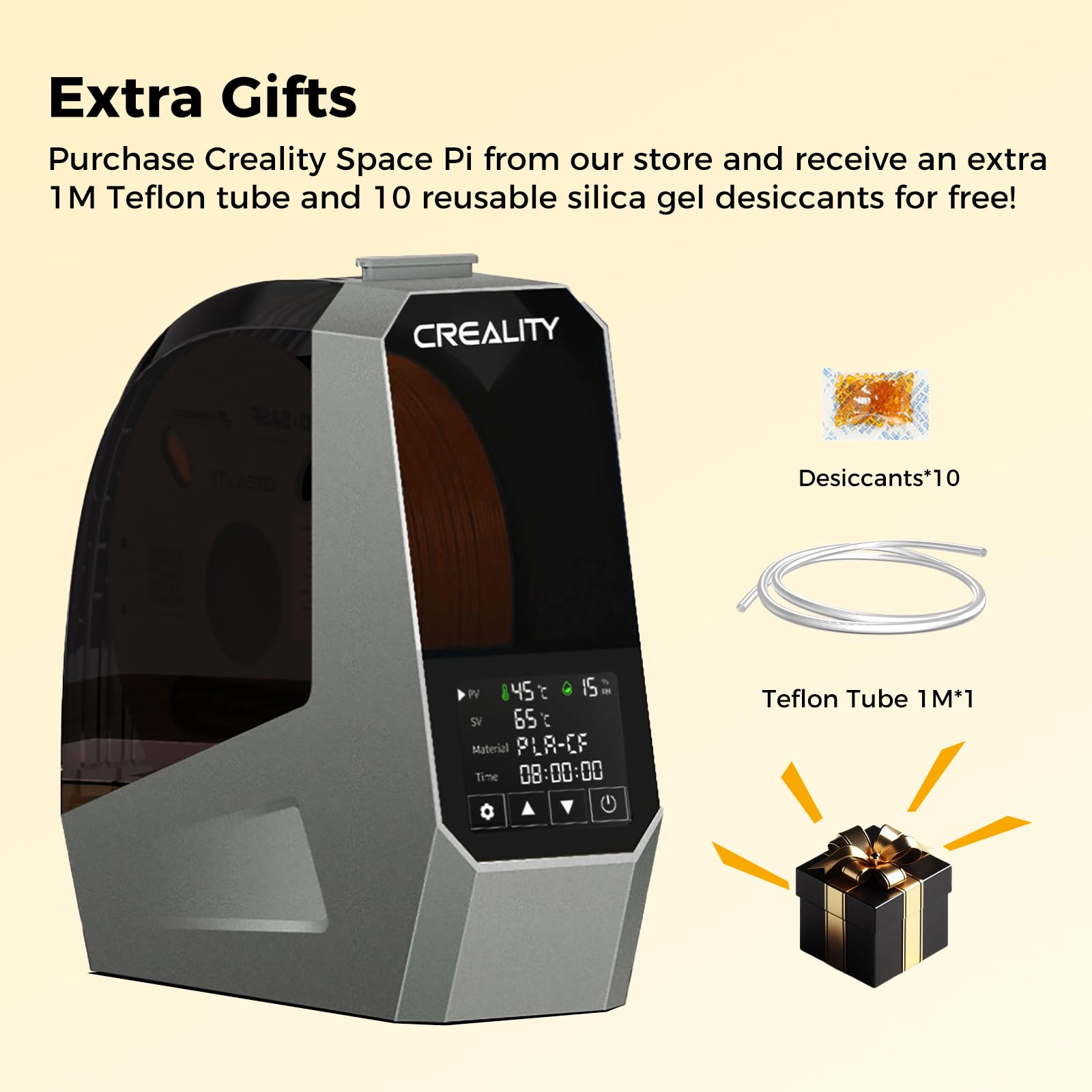 2024 Creality Official Space Pi Filament Dryer, 3D Printing Filament Dryer Box With Ptc Heater, 45 70C 360 Fast Heating, 3.7'' L