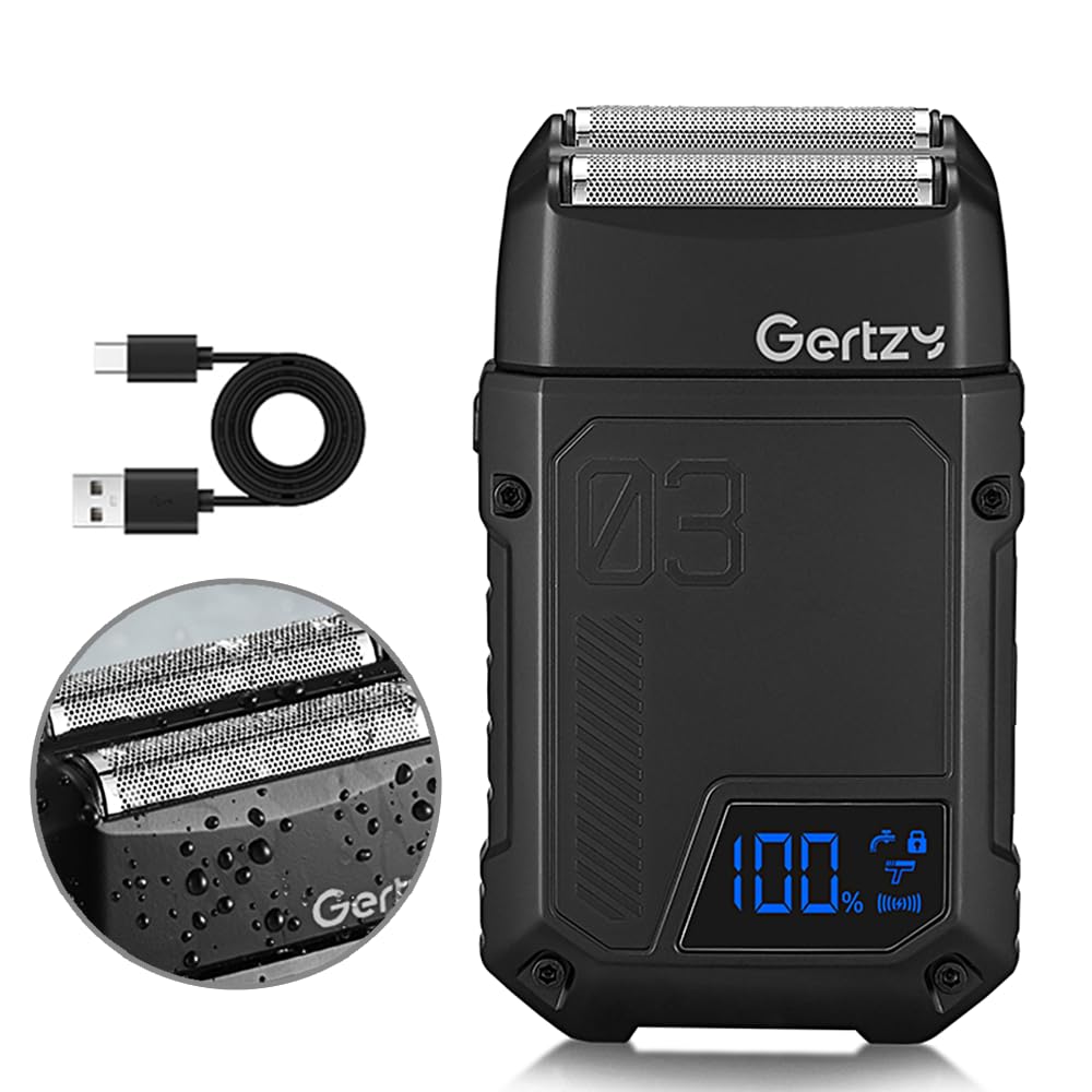 Gertzy Electric Shaver For Men Face, Men'S Razor, Cordless Beard Foil Shavers, Wet Dry Waterproof, 3 Speed Adjustable Shaving,Re
