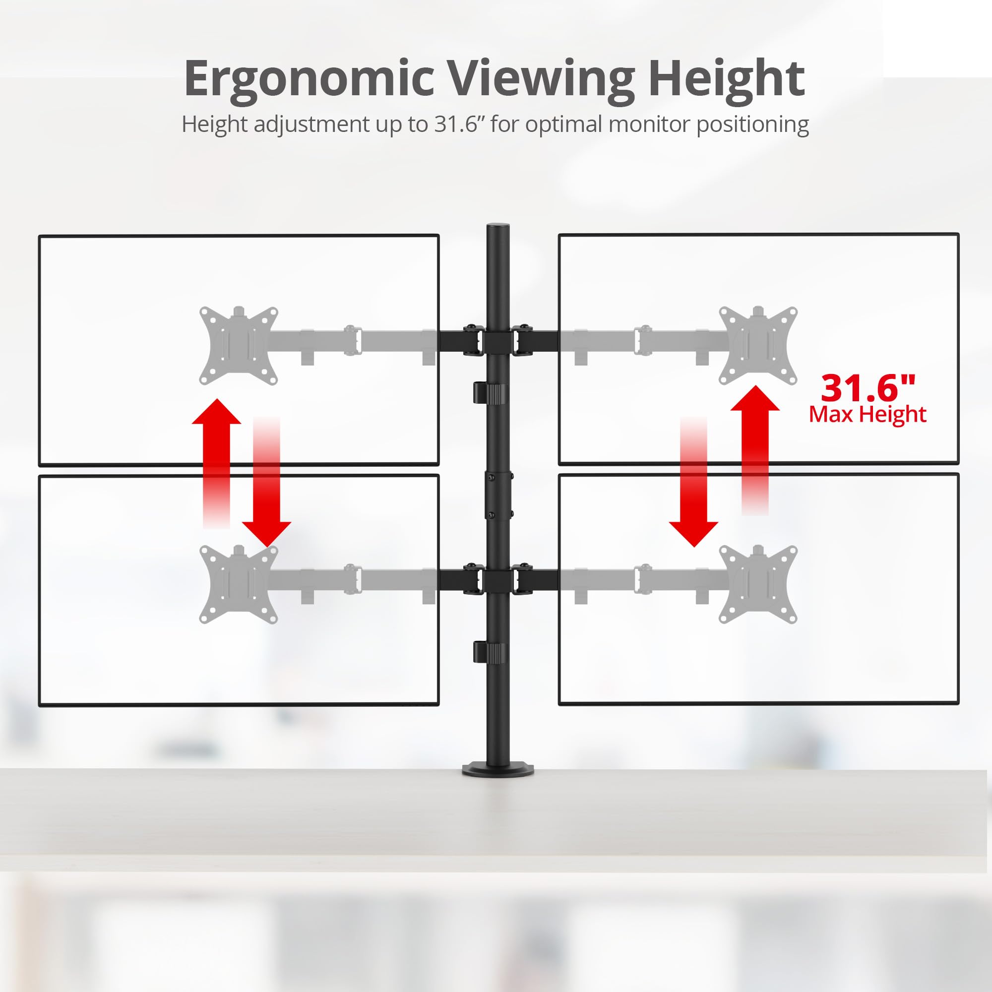 Siig Articulating Adjustable Quad 4 Monitor Desk Mount   Fits 13'' To 27'' Monitors   (Ce Mt0S12 S1)
