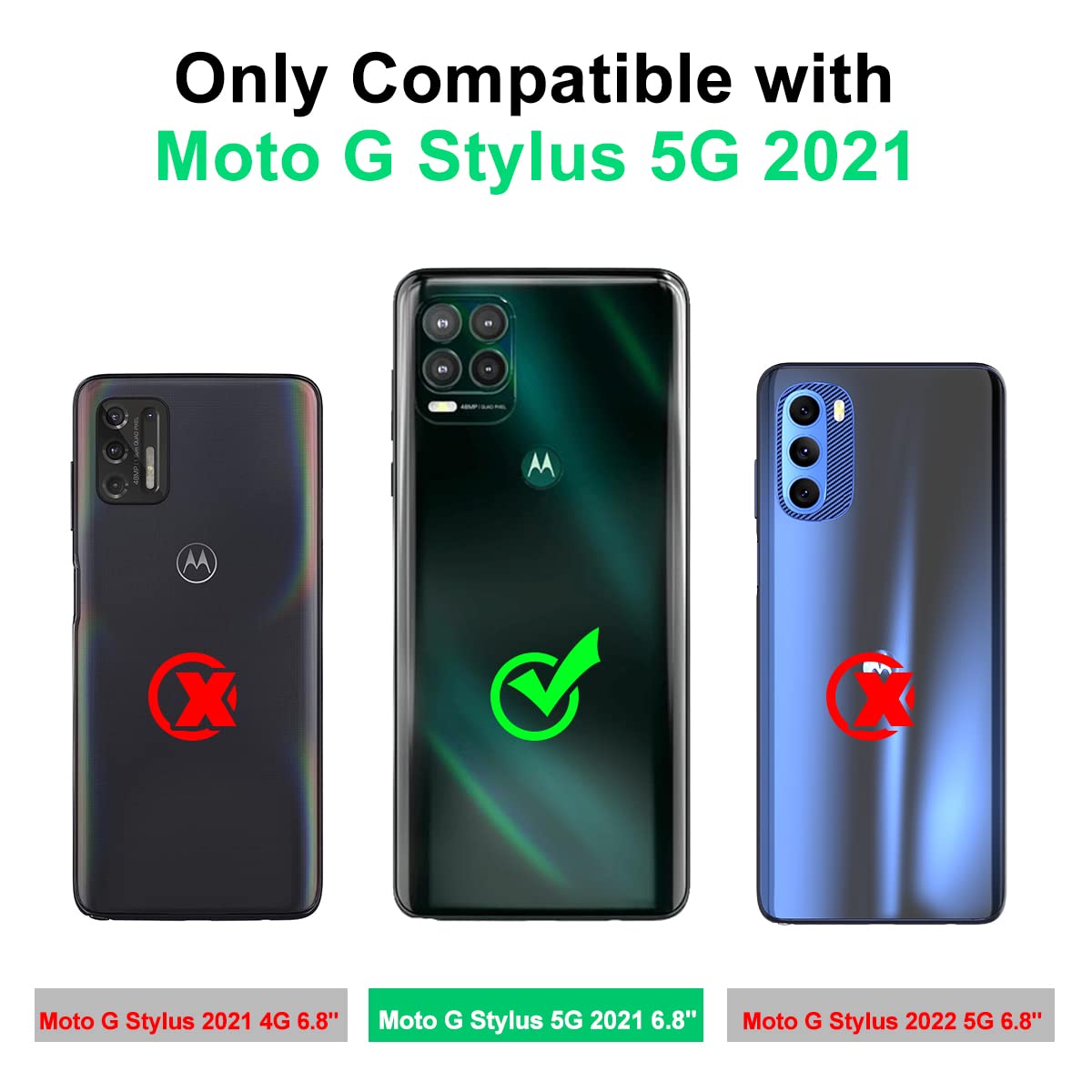 Rancase For Moto G Stylus 2021 5G Case,Three Layer Heavy Duty Shockproof Protection Hard Plastic Bumper +Soft Silicone Rubber Pr