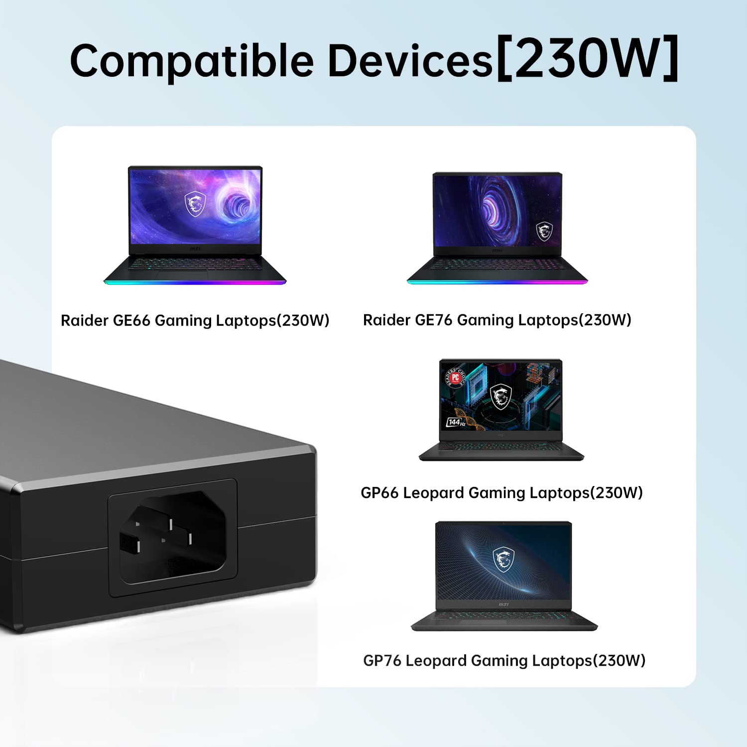 230W Charger For Msi Ge66 Ge76 Raider Gp66 Gp76 Leopard Gaming Laptop Adapter Power Supply Cord