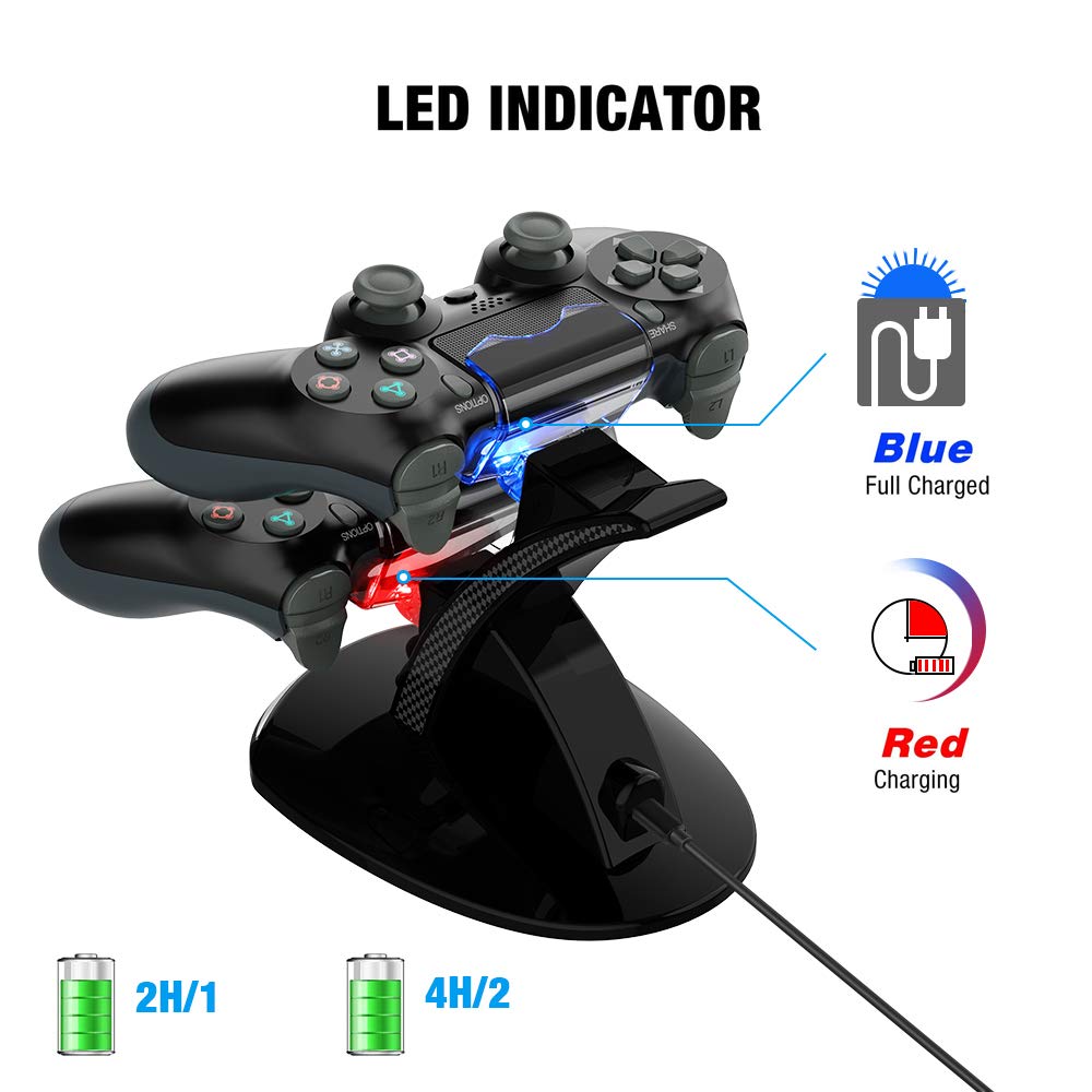 Ps4 Controller Charger Charging Station, Vseer Dual Shock Ps4 Chargers Controller Ps4 Twin Charge Docking Station Stand Ps4 Char