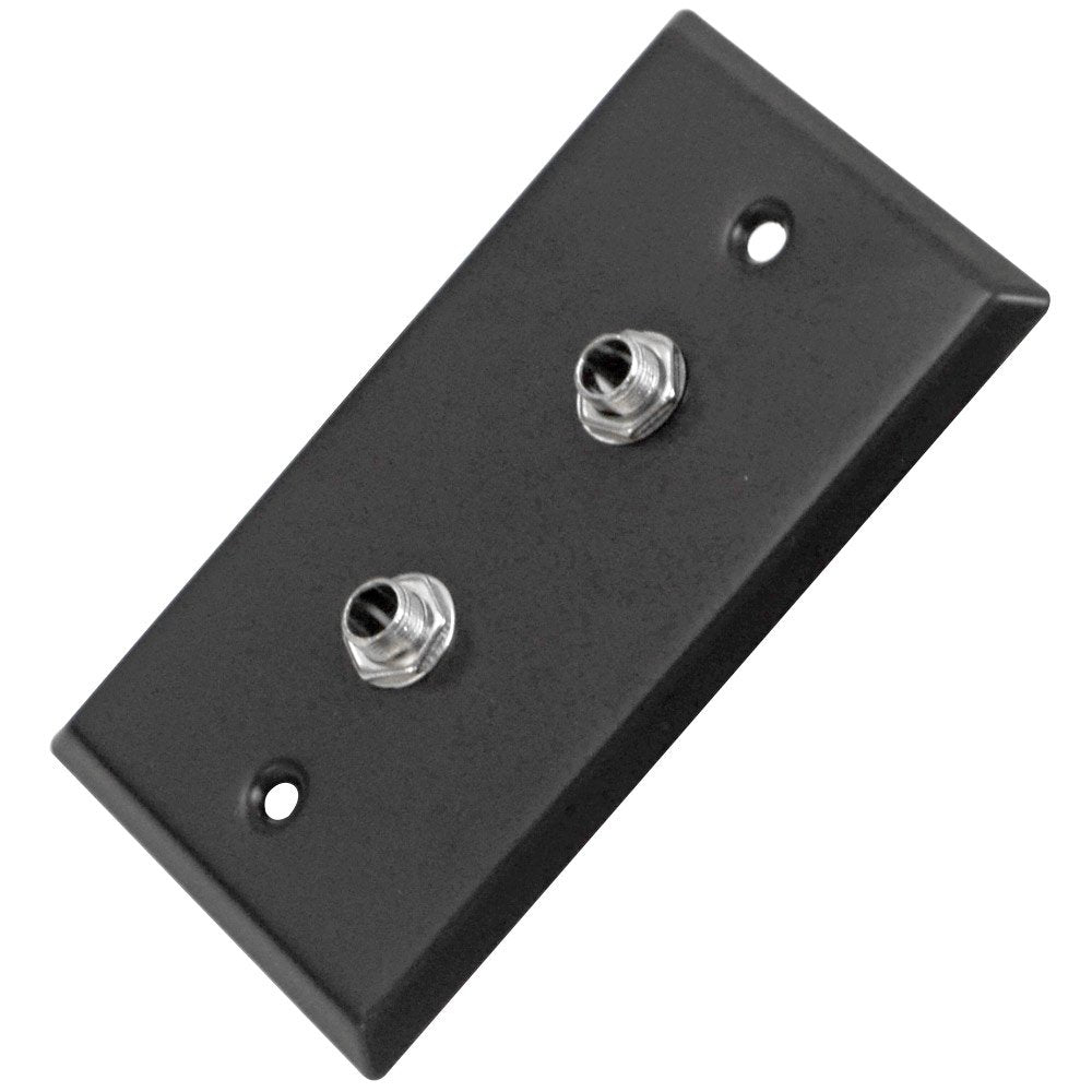Seismic Audio Sa Plate26 Black Stainless Steel Wall Plate With Dual 1/4 Inch Ts Mono Jacks