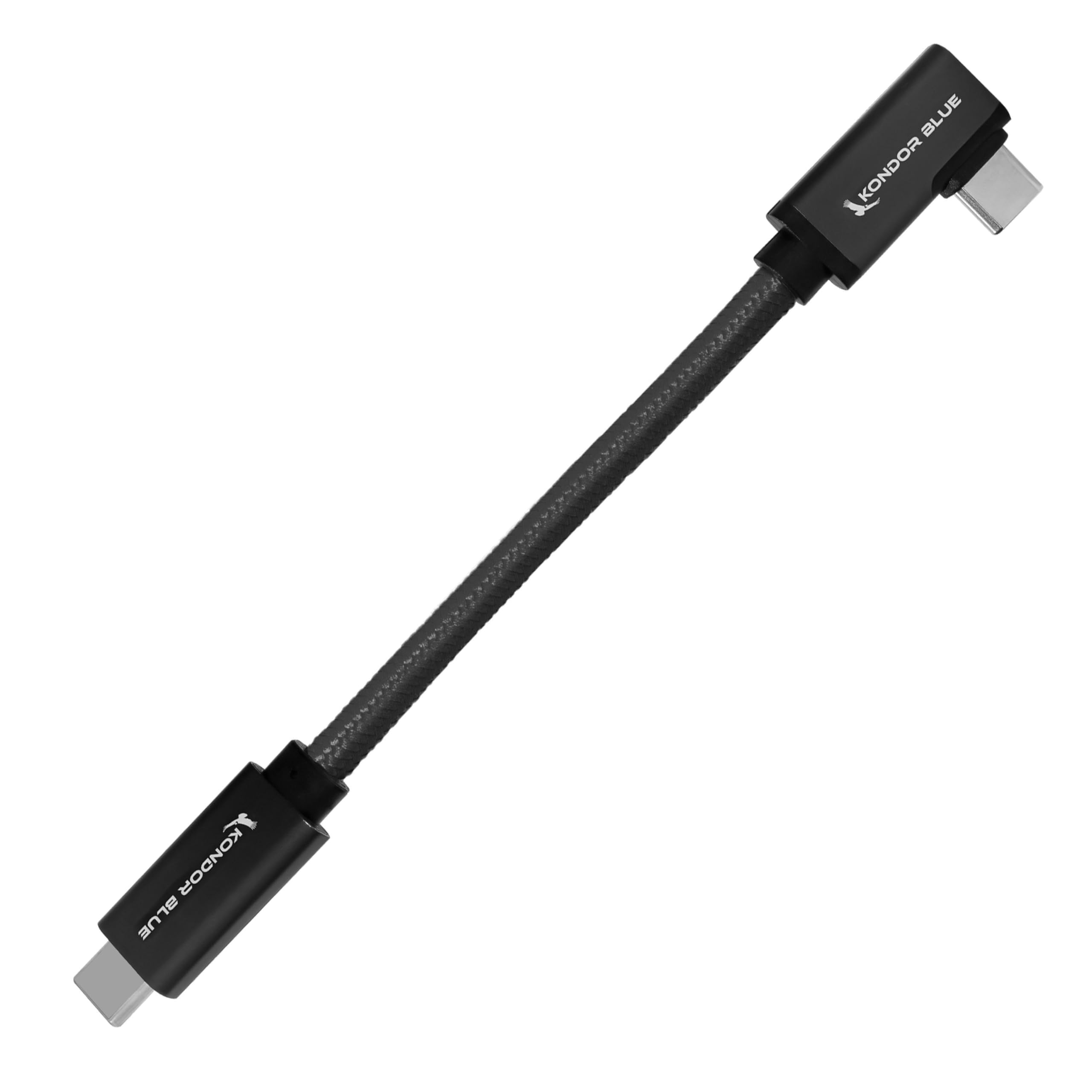KONDOR BLUE | 5    USB-C 3.2 Right Angle to Straight Angle Cable | Compatible with iPhone 15, iPhone 15 Pro/Max, & Android Phone