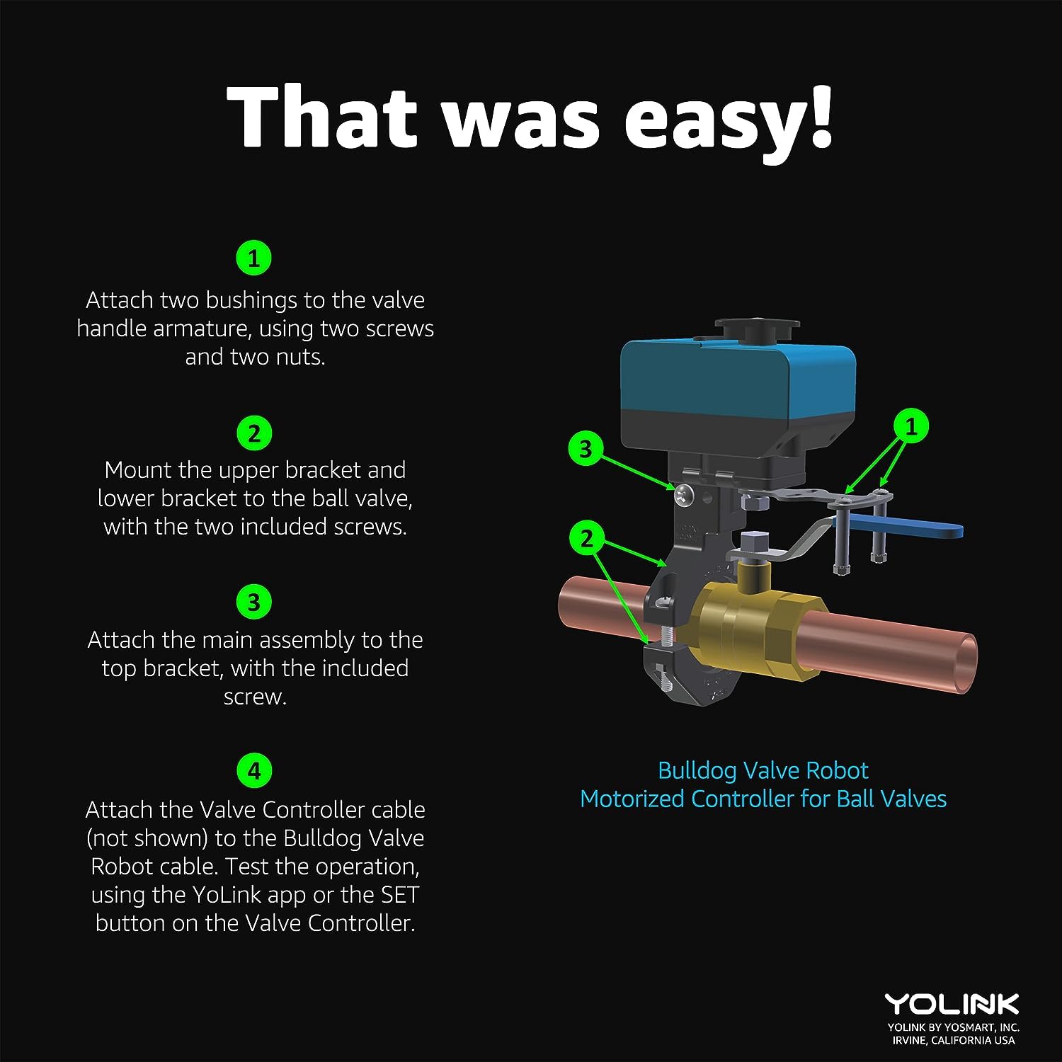 Yolink Smart Water Valve Controller 2, With Bulldog Water Valve Manipulator, Easy No Plumber Diy Installation, Remote Control, C