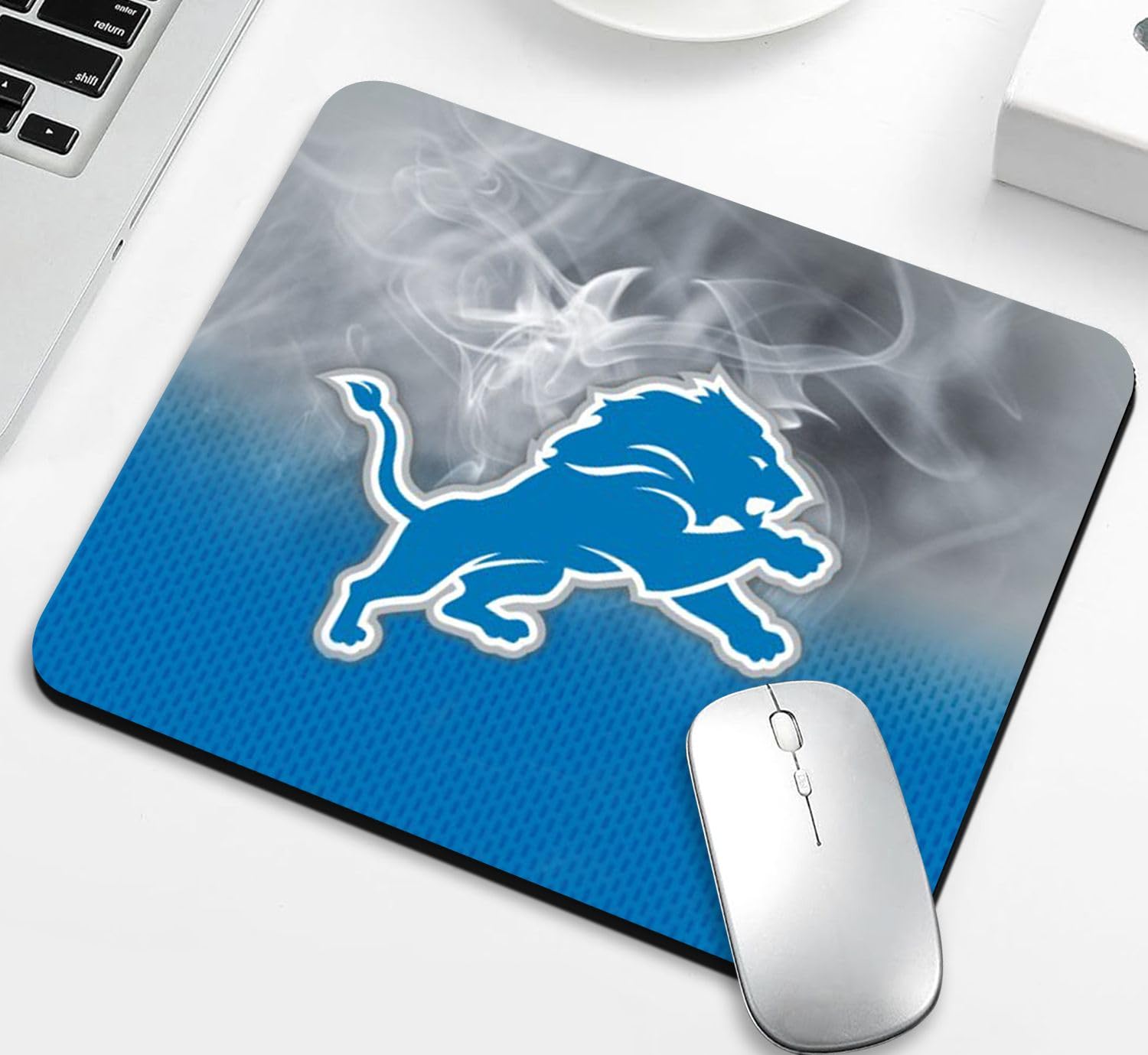 Zyjtek Gaming Mouse Pad For Football Sports Fans, Non Slip Rubber Base Blue Design Square Mousepad For Computers Laptop Desk Mat
