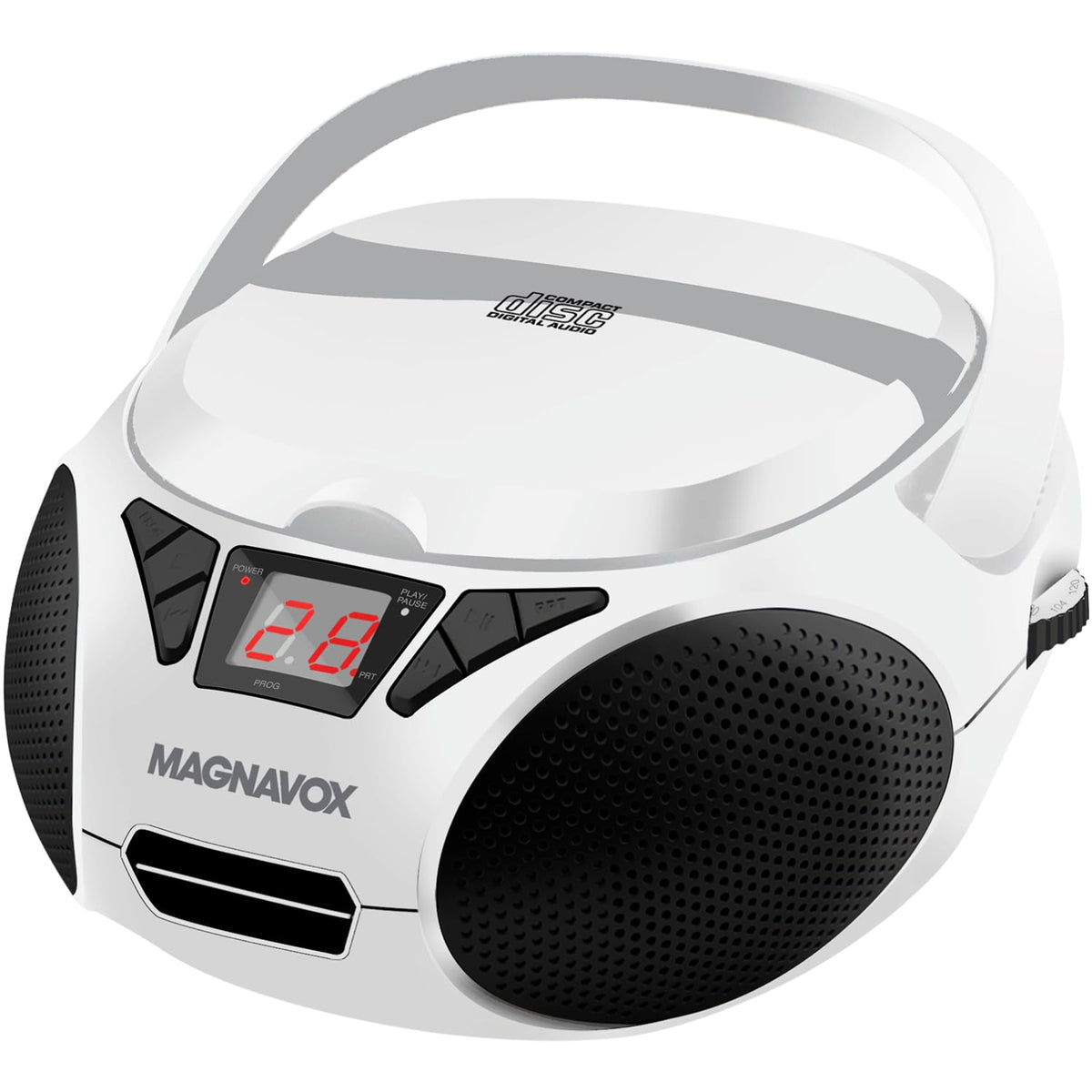 Magnavox Md6924 Portable Top Loading Cd Boombox With Am/Fm Stereo Radio In Black | Cd R/Cd Rw Compatible | Led Display | Aux Por