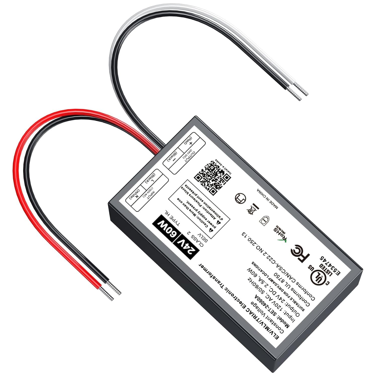 24V Dimmable Led Driver, 60W Triac Elv/Mlv Led Transformer Compatible With Lutron&Leviton Switches, Dimmable Led Power Supply 60
