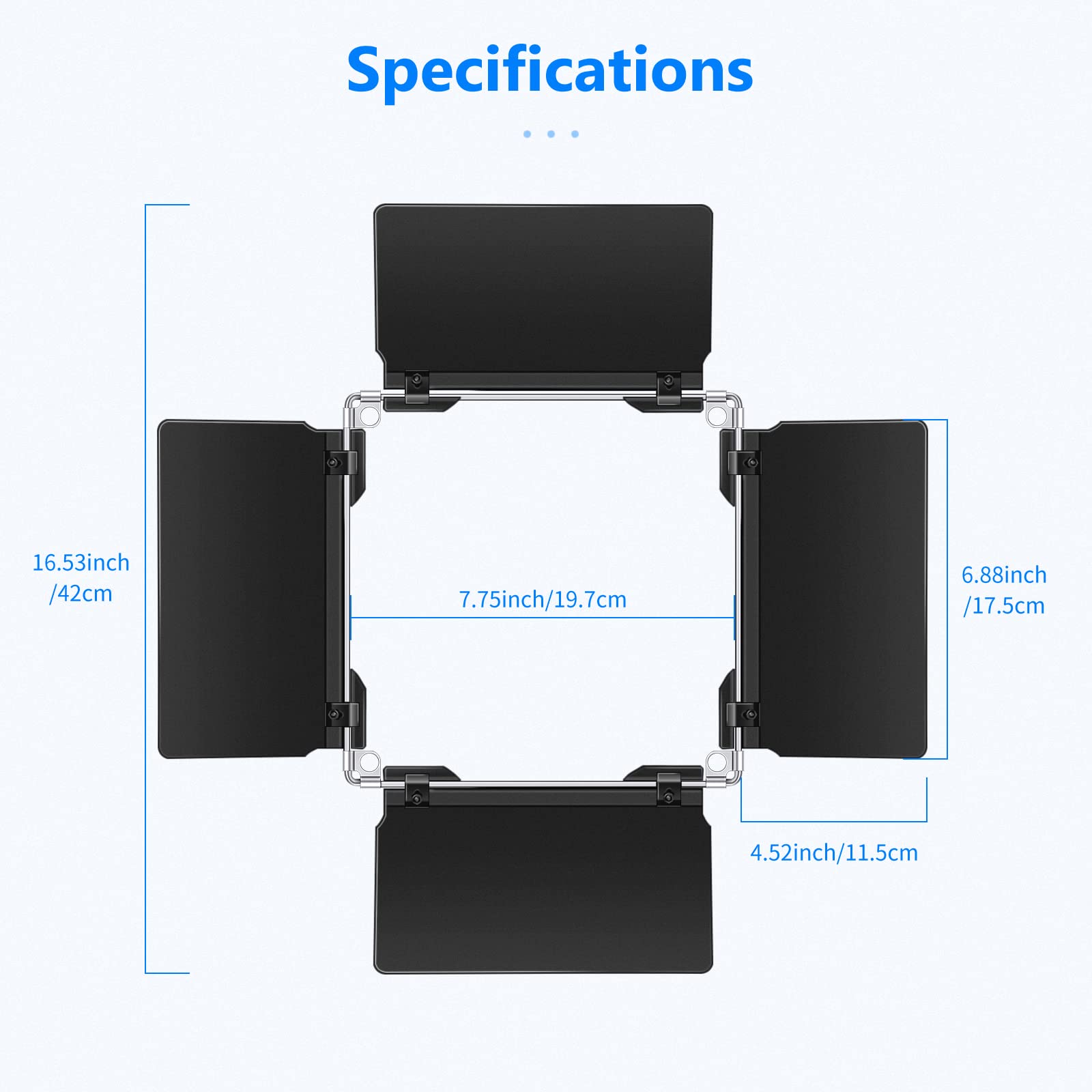 Neewer Professional Led Video Light Barn Door For Neewer 480 Led Light Panel 4.5X6.9 Inches/11.5X17.5 Cm, Solid Metal Constructi