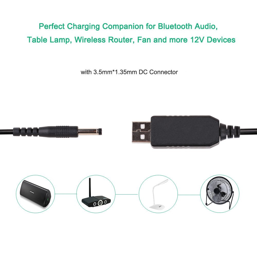 Dc 5V To Dc 12V Usb Voltage Step Up Converter Cable, Power Supply Adapter Cable With Dc Jack 3.5 X 1.35Mm, Usb 5V To Dc 12V Cabl