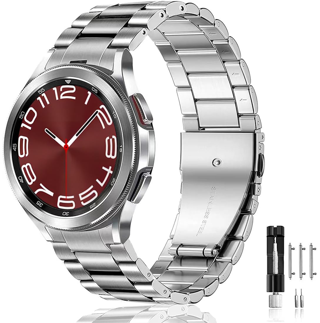 Olytop Galaxy Watch 6/4 Classic Bands 47Mm 46Mm 43Mm 42Mm, Watch 6/5/4 Band 44Mm 40Mm Gapless, No Gap Business Metal Stainless S