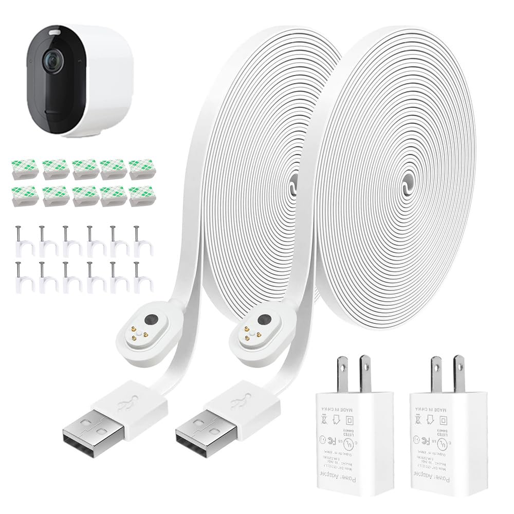 Jjmasee 2Pack 20Ft Power Adapter And Magnetic Charging Cable For Arlo Pro 3/Pro 4/Pro 5S 2K/Ultra/Ultra 2 Camera, Weatherproof O