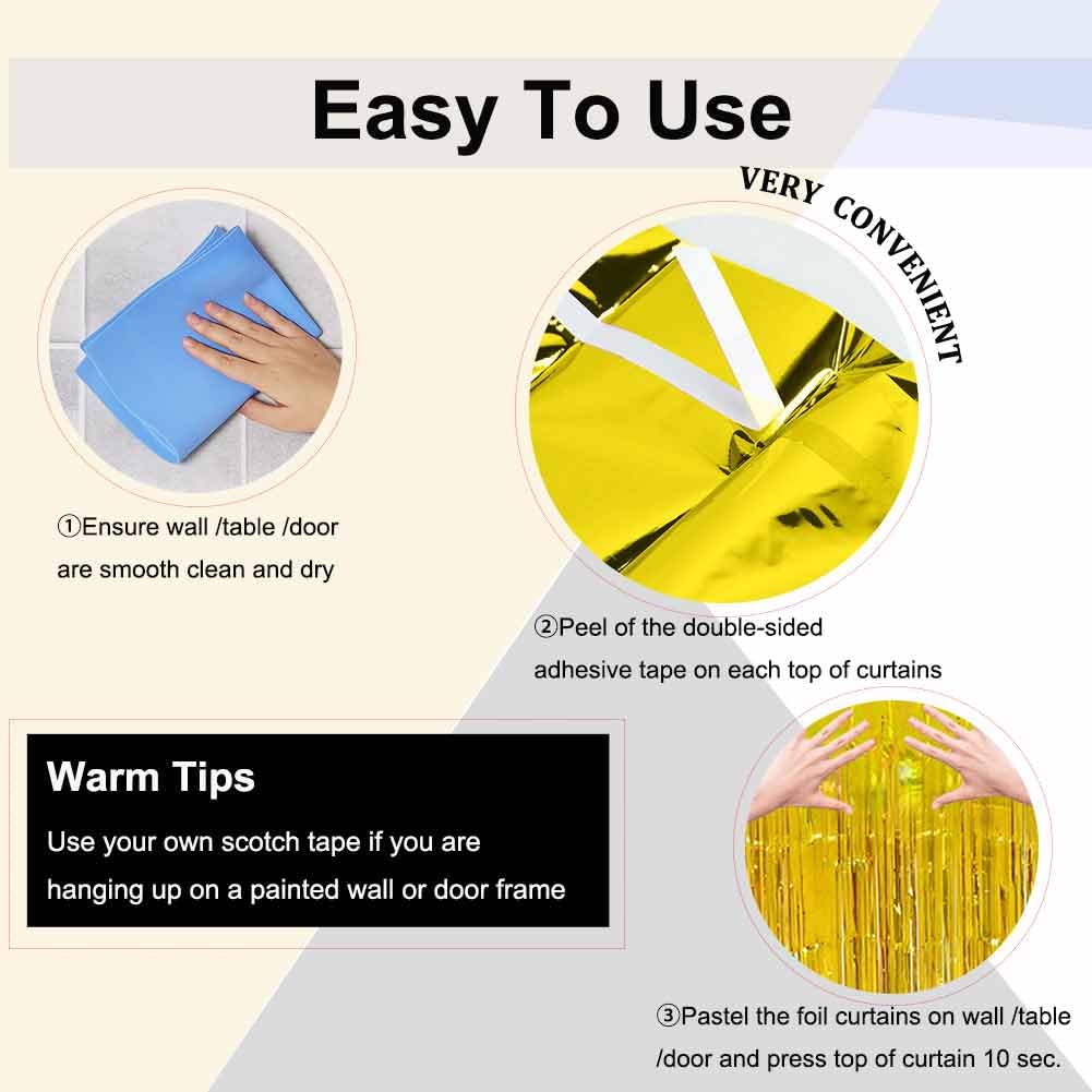 Eufars Black And Gold Party Decorations   4Pack 3.2X8.2Ft Foil Fringe Curtains For Birthday Graduation Masquerade Gatsby Themed