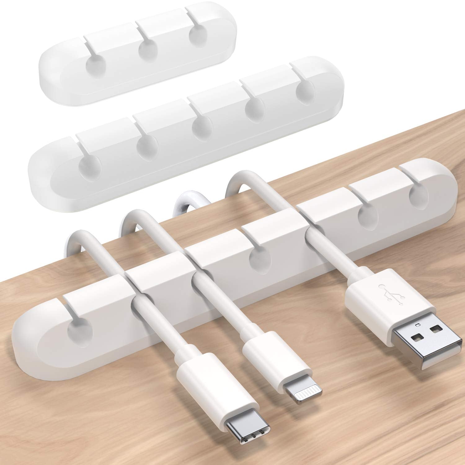 Soulwit Cable Holder Clips, 3 Pack Cable Management Cord Organizer Clips Self Adhesive For Desktop Usb Charging Cable Nightstand
