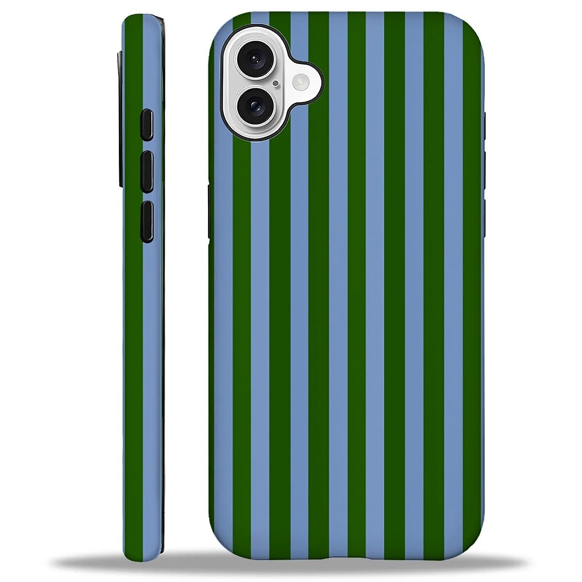WANKBLC Compatible with iPhone 16 Plus Matte Case, Green and Blue Stripes Geometric Vertical Line Pattern for Girl Full Body Des