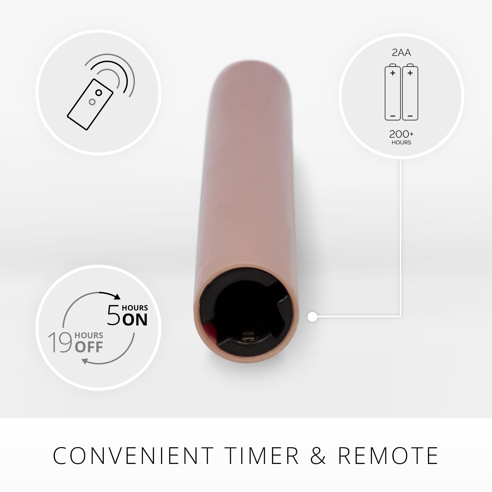 Luminara   Flameless Battery Operated Taper Candle   Rose Tan   Pack Of 2 1X9.75   Led Flickering Flame   Realistic Safe For Hom