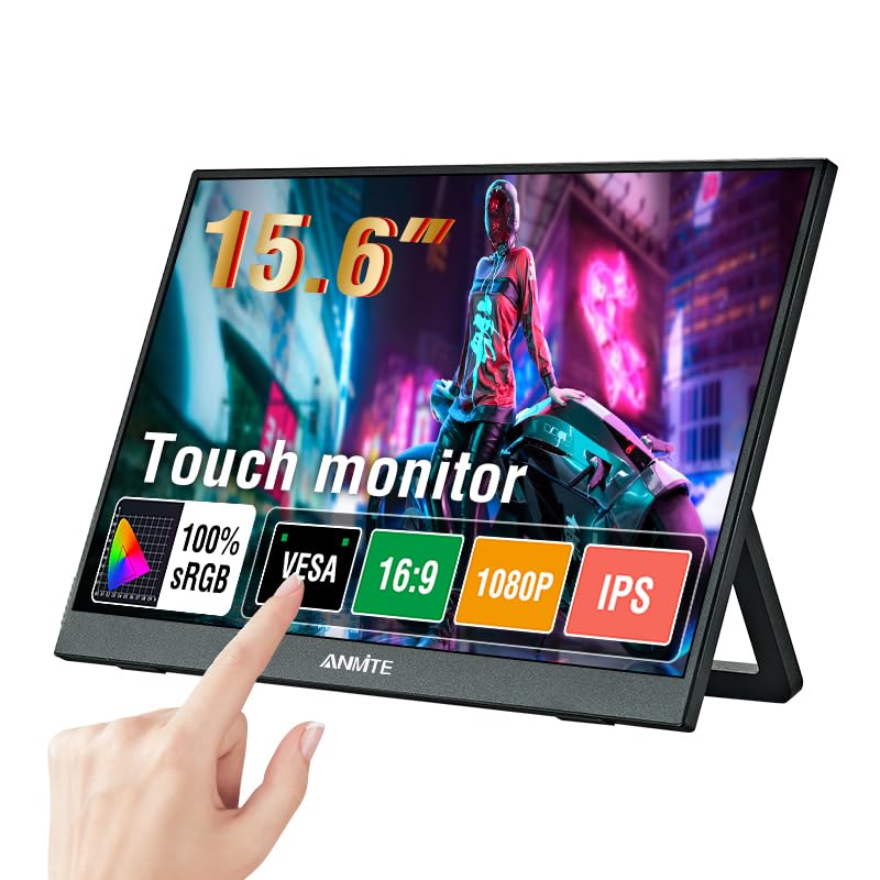 Anmite Portable Monitor 15.6 Inch Computer Gaming Metal Enclosure Mobile External Display for Laptop Xbox PS4 Phone with Speaker