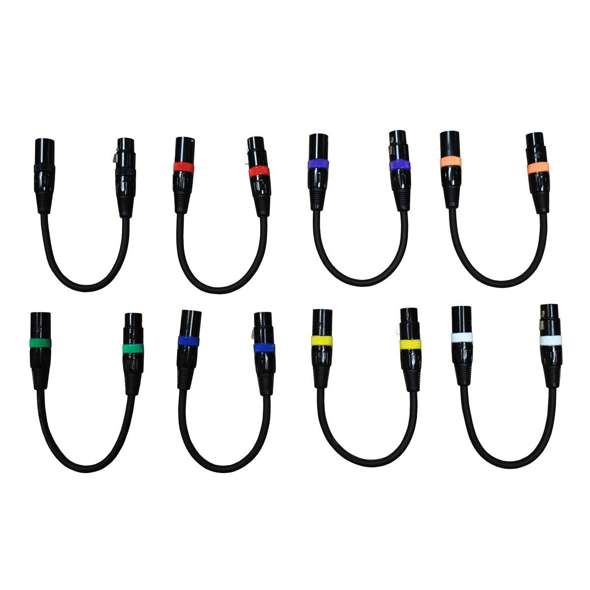 Audio 2000S 8 Pack 1 Ft Xlr Male To Female Microphone Cable E 02101 E8