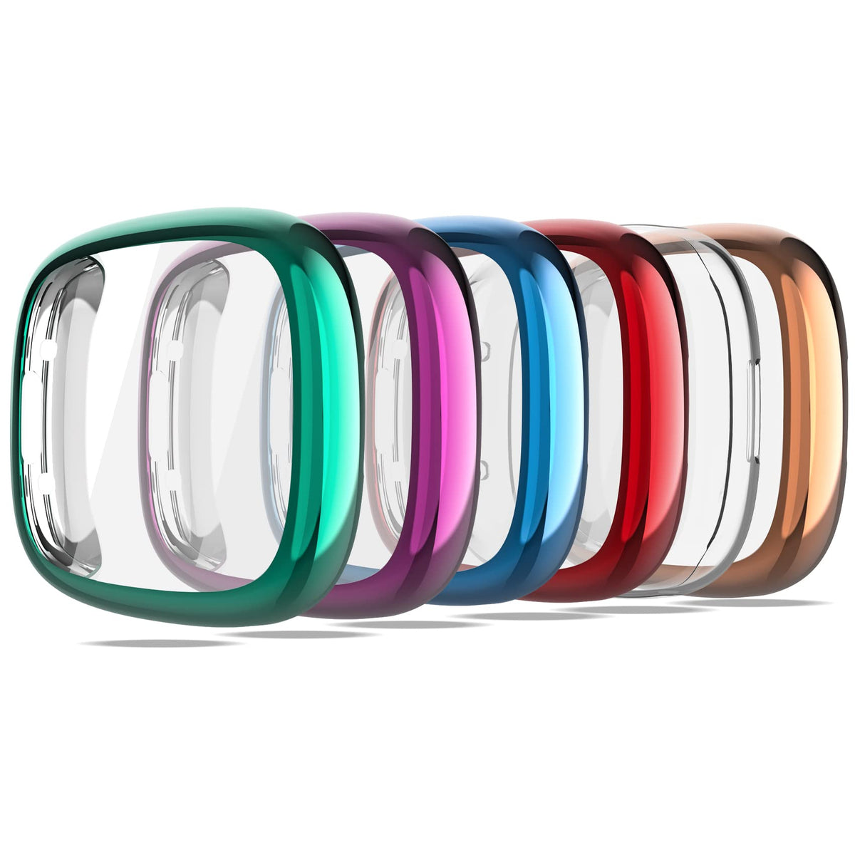 Kpyja Screen Protector For Fitbit Sense 2/Versa 4 Case, Soft Tpu Plated Case All-Around Protective Screen Full Cover Bumper For 