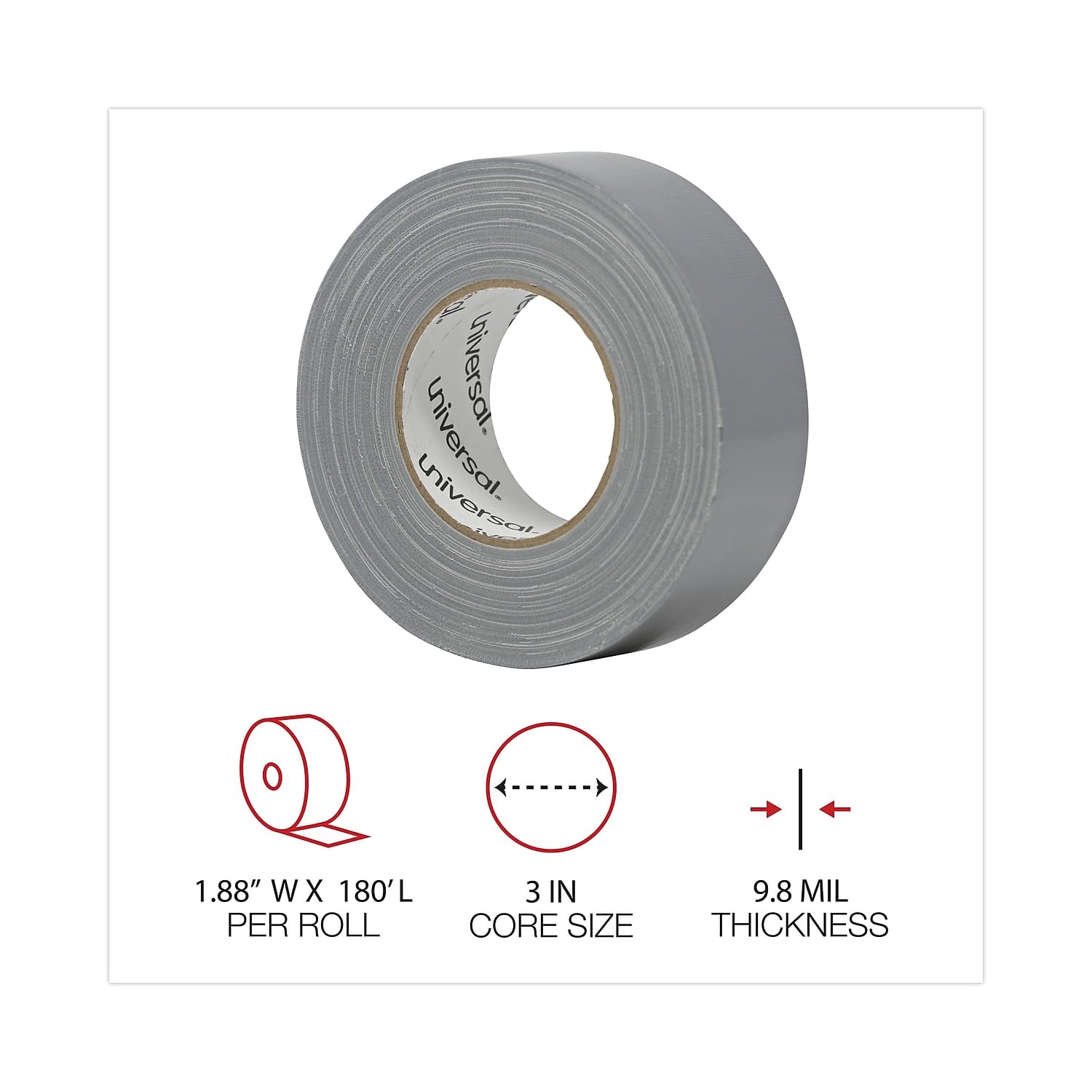 Universal Unv20048G 3 In. Core 1.88 In. X 60 Yds. General Purpose Duct Tape   Silver (1 Roll)