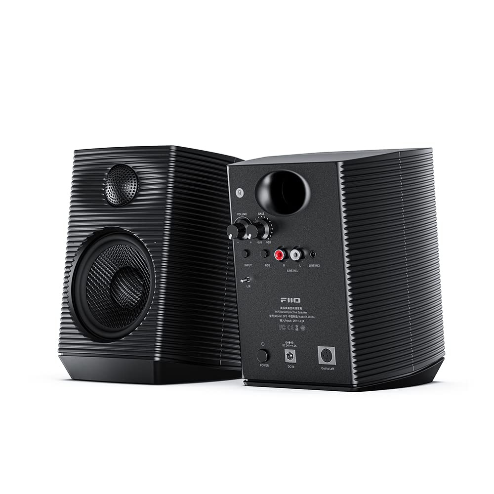 Fiio Sp3 Powered Hifi Active Desktop Speakers   80W Stereo Computer Speakers And Home Music Sound System With Aux Audio/Rca, 2 Way (Black)