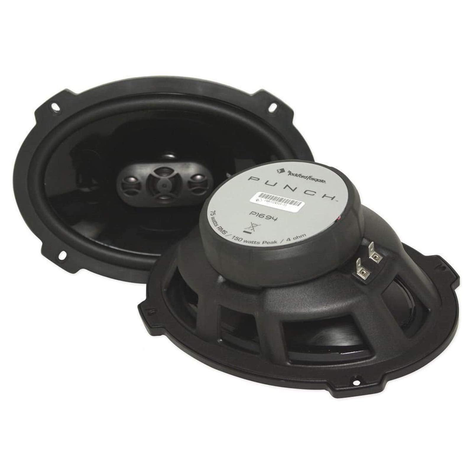 (4) Rockford Fosgate P1694 600 Watt 6X9 Punch Series 4 Way Car Audio Speakers   Flexfit Basket Design   Oem Adapter Plate Included Pei Dome Tweeter Butyl Midrange Rubber Surround