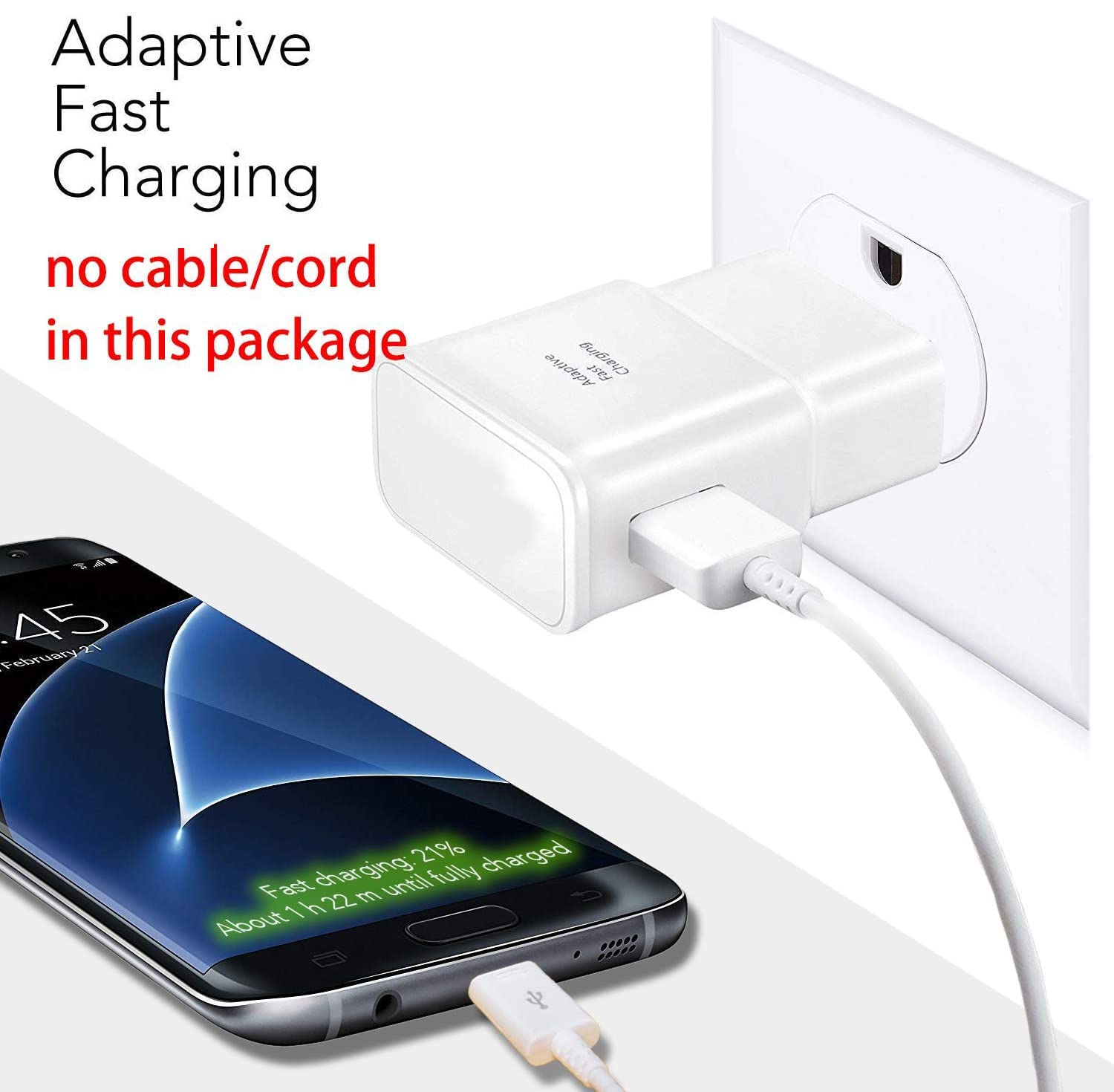 Samsung Adaptive Fast Charging Adapter Quick Charge Charging Block Wall Charger Plug Compatible With Samsung Galaxy S24/S24+/S23/S23+/S22/S22+/S21/S20/S10/S10+/S10E/S9/S9+/S8/S8Plus/Edge/Active/Note