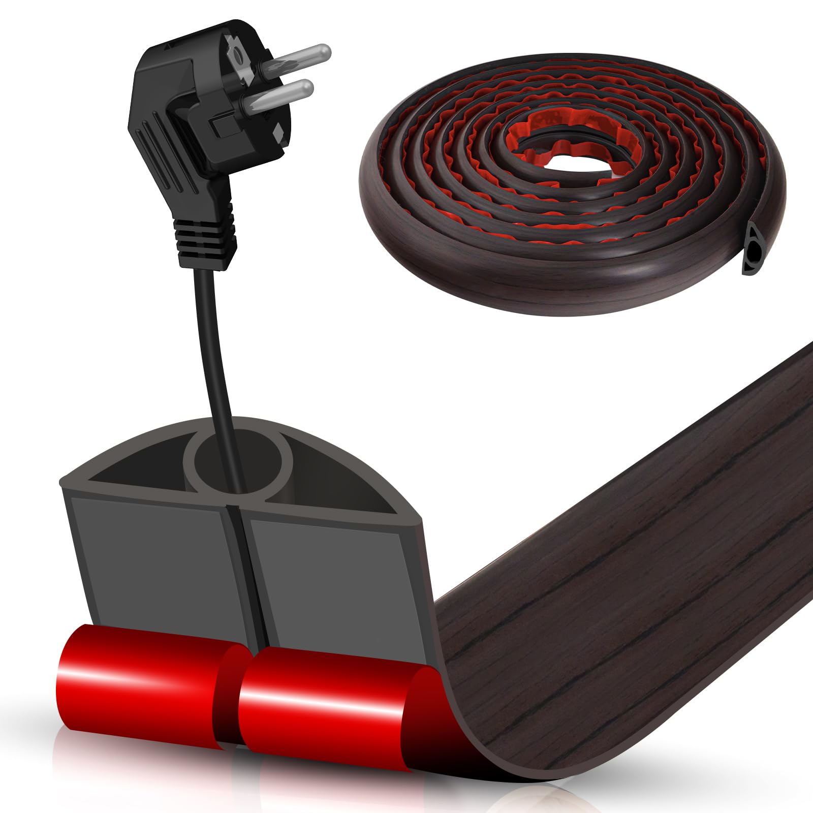 Floor Cord Cover Cable Cavity 0.3''X0.28'' Self Adhesive Cord Hider Floor 10Ft Floor Cable Management Power Cord Protector Floor